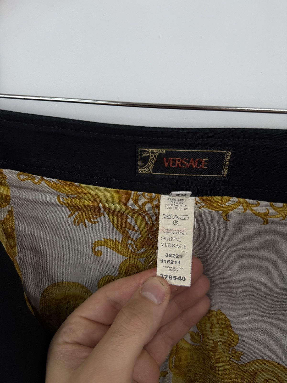 Versace 🇮🇹 Vintage 90s Versace Gold Baroque Barocco Print Skirt Retro Size 30" / US 8 / IT 44 - 8 Thumbnail