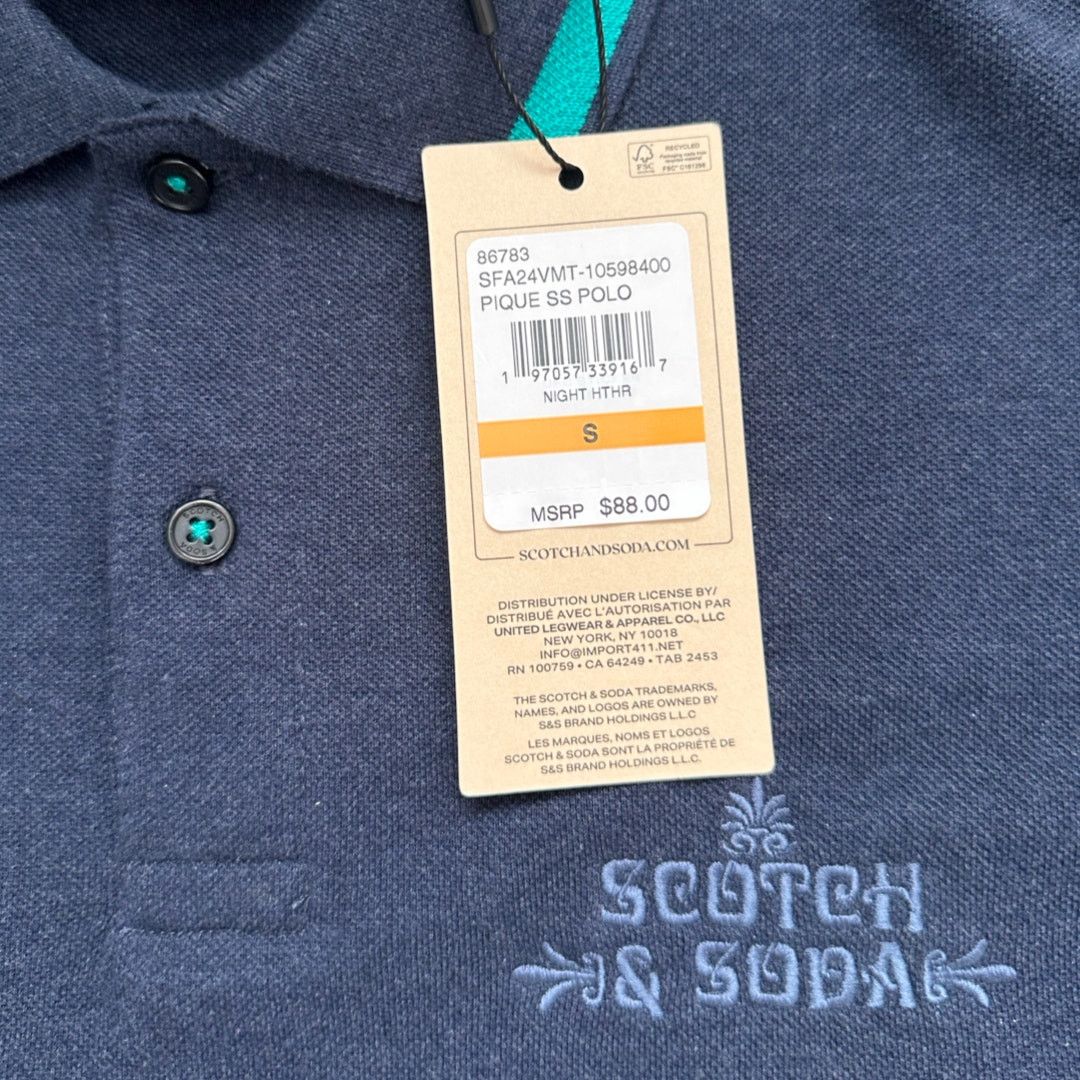 Scotch & Soda Scotch & Soda Night Heather Navy Mens SS Polo Size S NWT Size US S / EU 44-46 / 1 - 5 Thumbnail