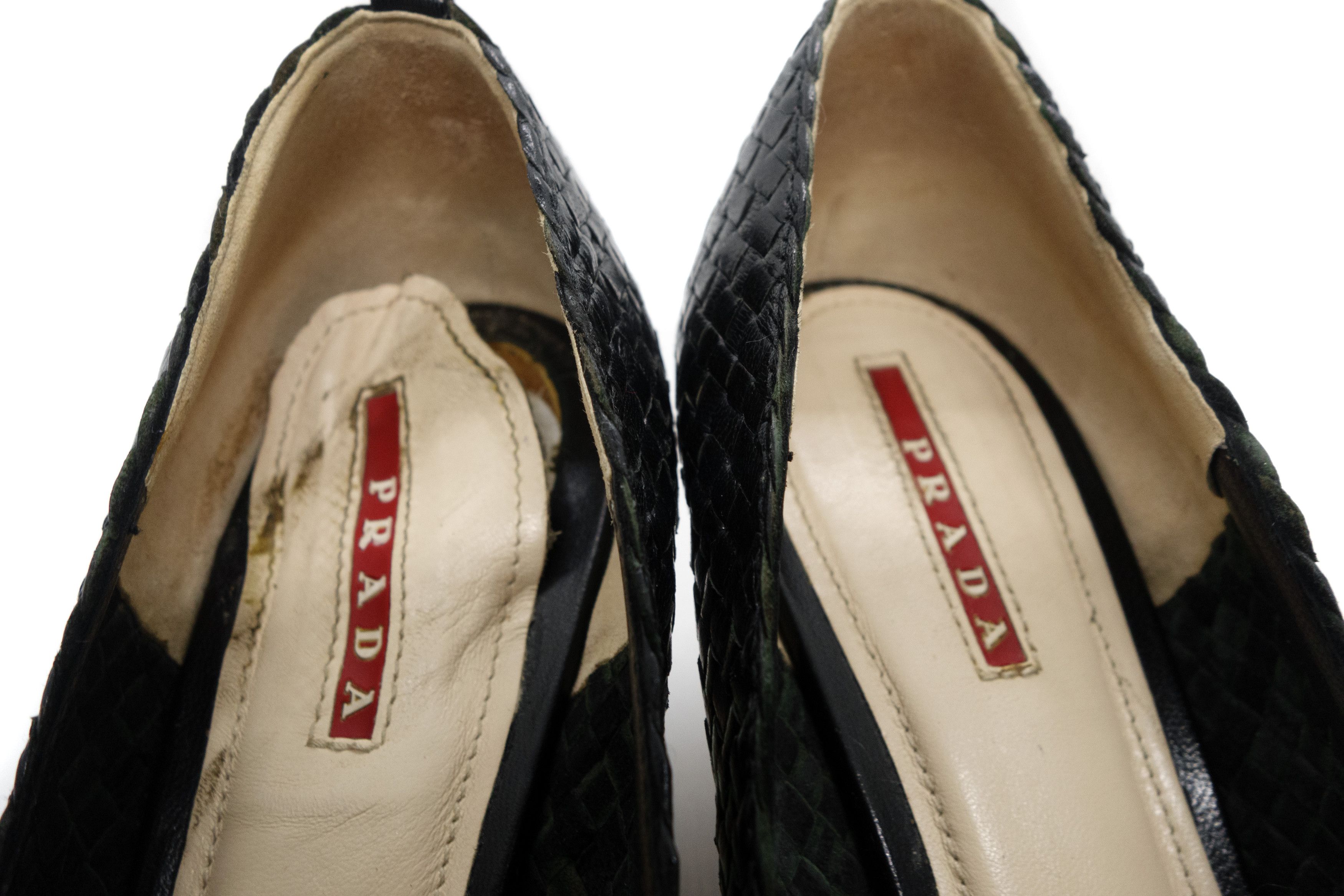 Prada Woven Leather Bow Espadrille Wedge Pumps Vintage Y2K Size US 10.5 / IT 40.5 - 7 Thumbnail