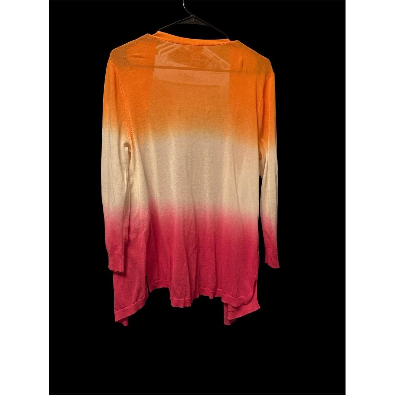 Chicos Chico's Ombre Cardigan Sweater - Orange, Cream & Pink Size M / US 6-8 / IT 42-44 - 2 Thumbnail
