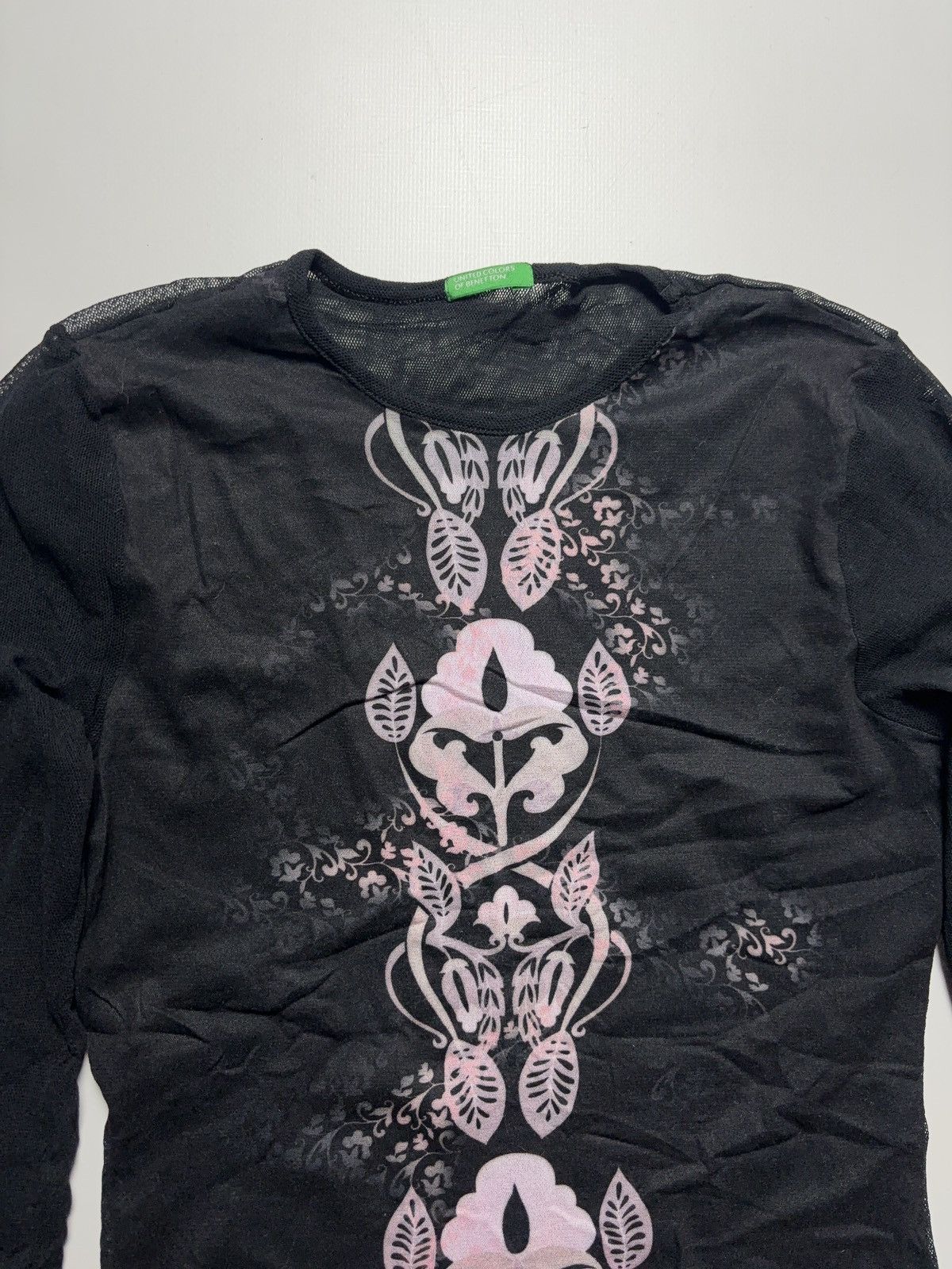 Vintage VINTAGE PRINTED MESH LONG SLEEVE TOP BLOUSE Size XS / US 0-2 / IT 36-38 - 3 Thumbnail