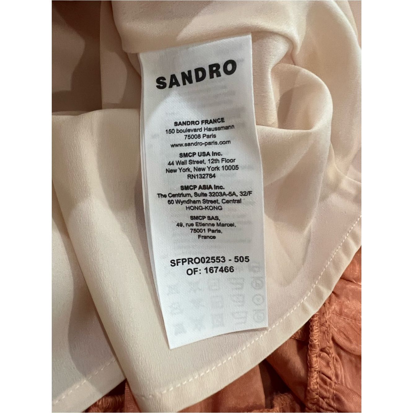Sandro Sandro Gathered Tiered Satin Mini Dress Salmon Size FR 36 / Size S / US 4 / IT 40 - 9 Thumbnail