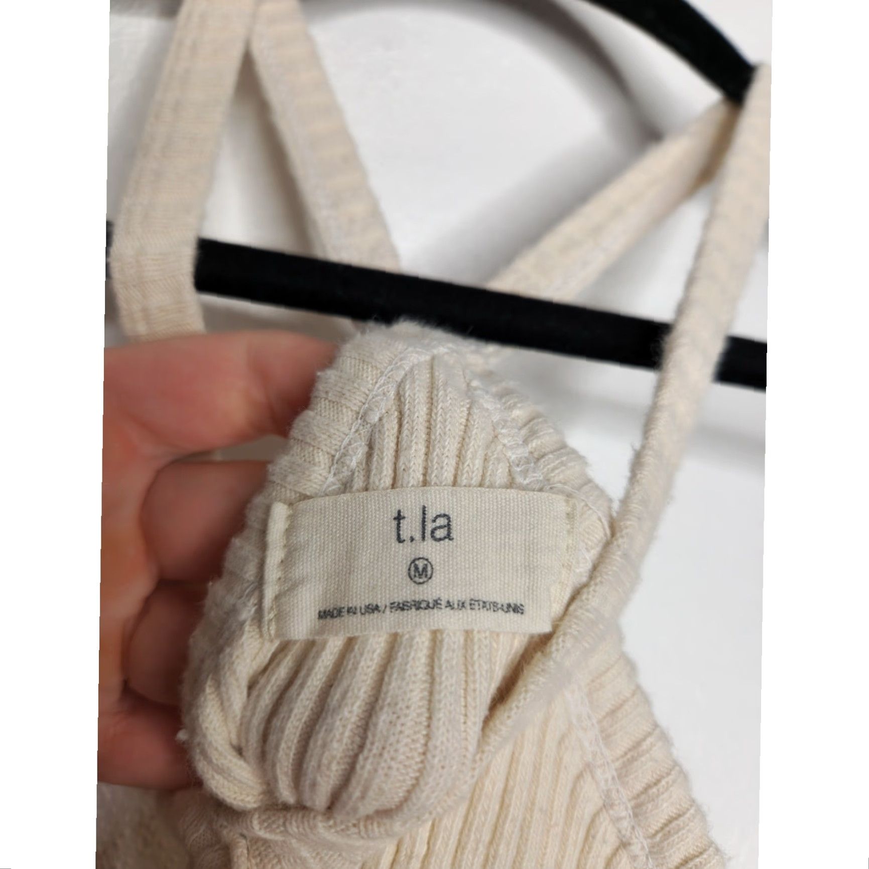 Vintage VINTAGE t.la Halter Cross Sweater Ribbed Stretch Cream Tank Shirt Womens M Cream 90s Y2K Office Bag? Size M / US 6-8 / IT 42-44 - 5 Thumbnail