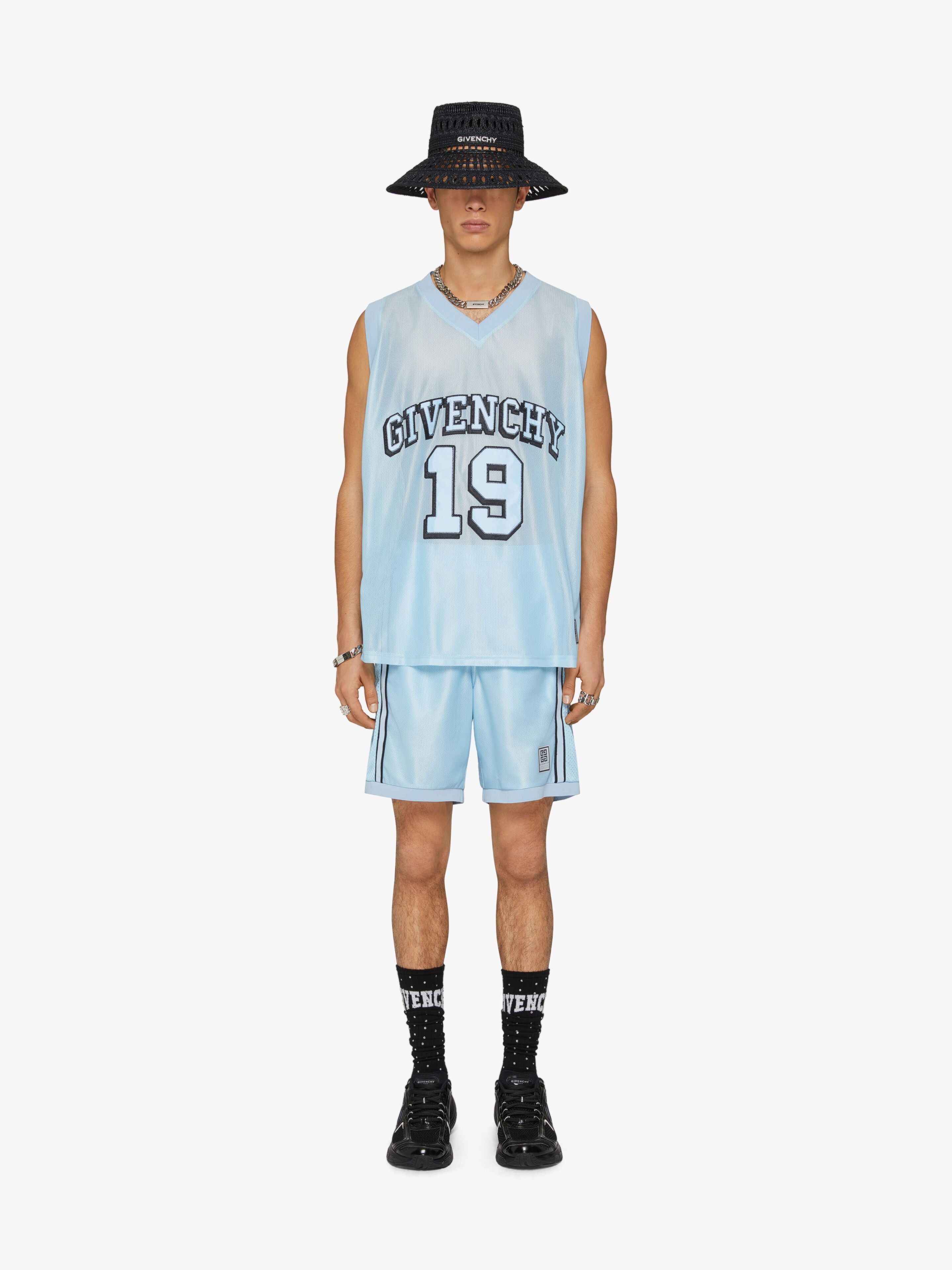 Givenchy o1mle0125 Basketball Logo Tank Top In Mesh in Light Blue Size US M / EU 48-50 / 2 - 2 Thumbnail