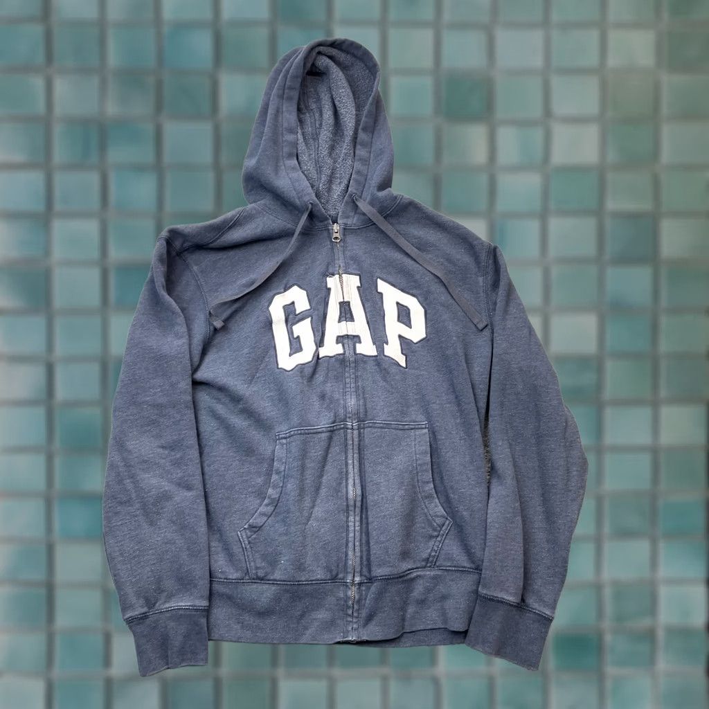 Gap Gap Hoodie Mens Medium Blue Cotton Fleece Logo Zip Full Sleeve Shirt? Size US M / EU 48-50 / 2 - 1 Thumbnail