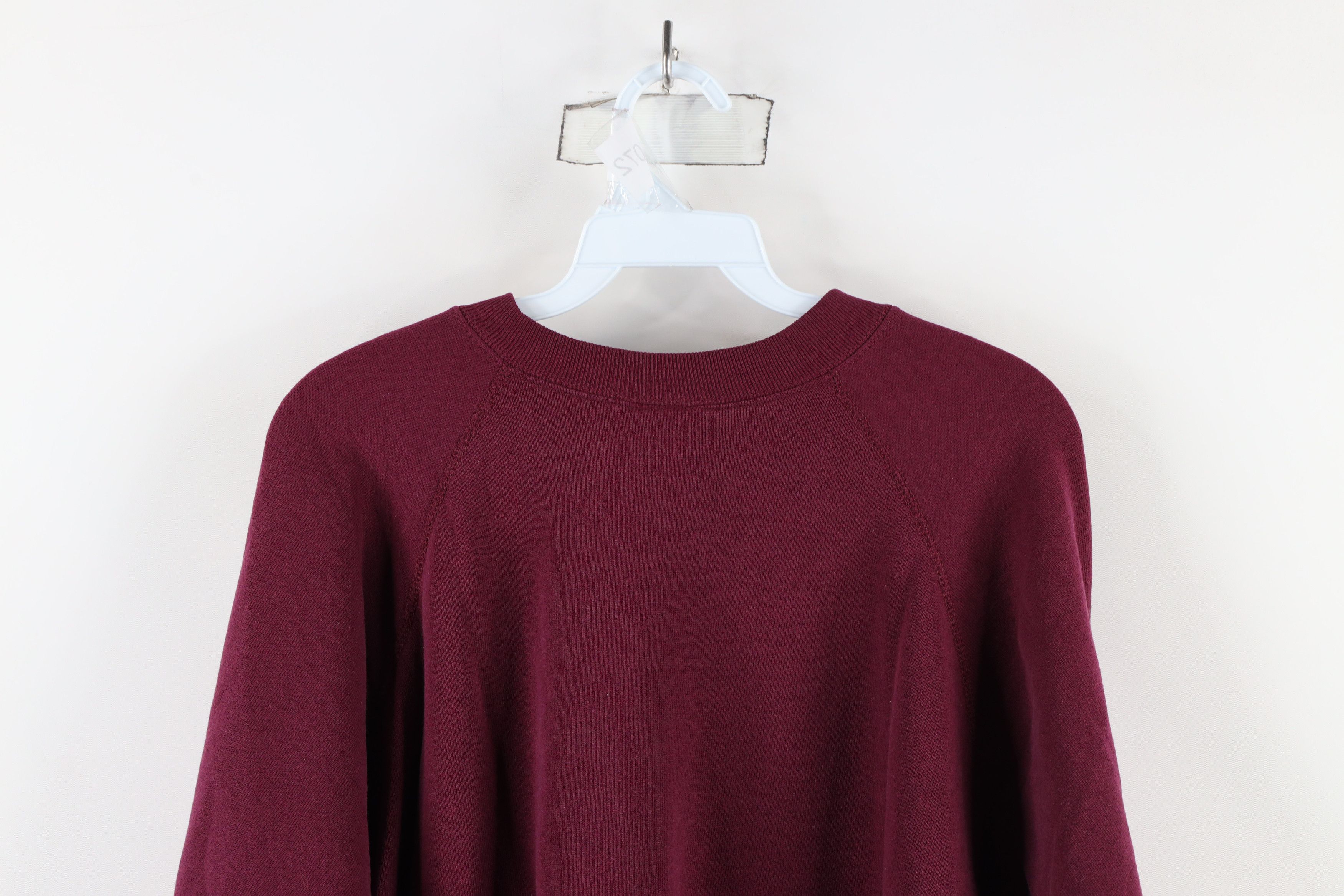 Vintage Vintage 90s Streetwear Blank Crewneck Sweatshirt Maroon USA Size XL / US 12-14 / IT 48-50 - 8 Thumbnail