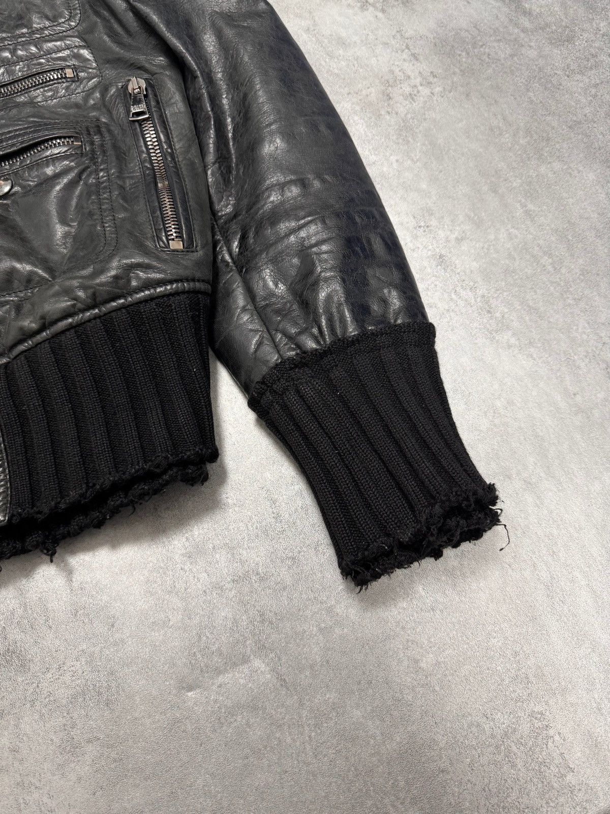 Dolce & Gabbana 00’s Dolce & Gabbana Distressed Wool Pocket Leather Jacket Size US M / EU 48-50 / 2 - 4 Thumbnail