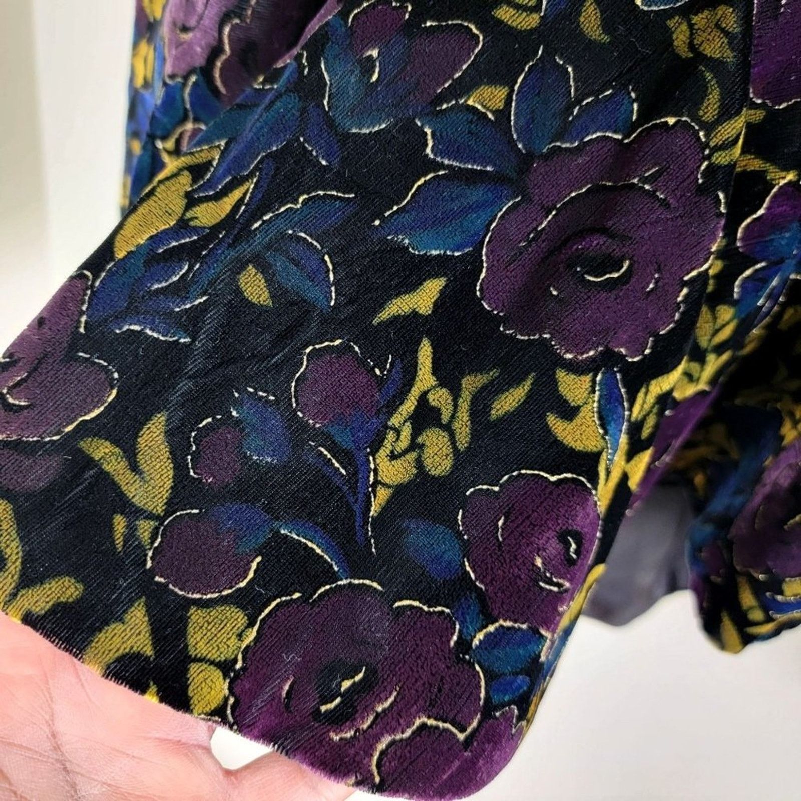 Vintage David Rose Womens Floral Velour Blazer size 16 Black Size XXL / US 16-18 / IT 52-54 - 12 Thumbnail