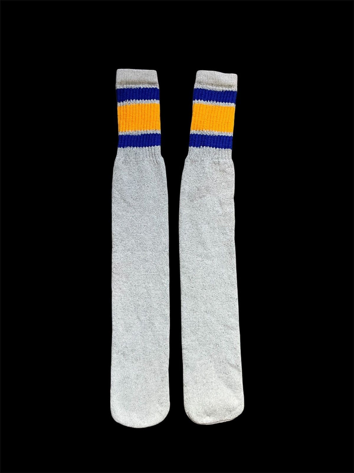 Japanese Brand × Vintage Vintage 1960s Thick Tub Socks Grey/Blue/Yellow Size M Size ONE SIZE - 1 Thumbnail
