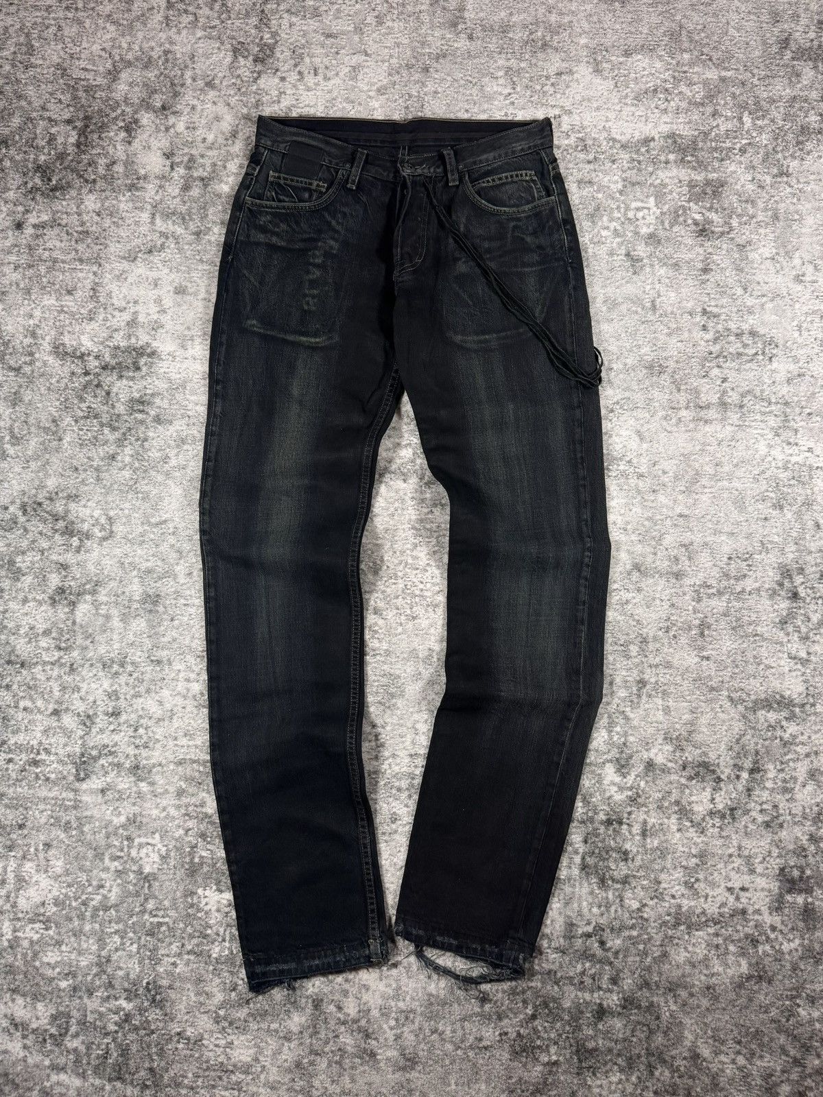 Rick Owens 2000s Rick Owens SLAB Waxed ‘Oil Spill’ Suede Link Denim Size US 31 - 1 Thumbnail