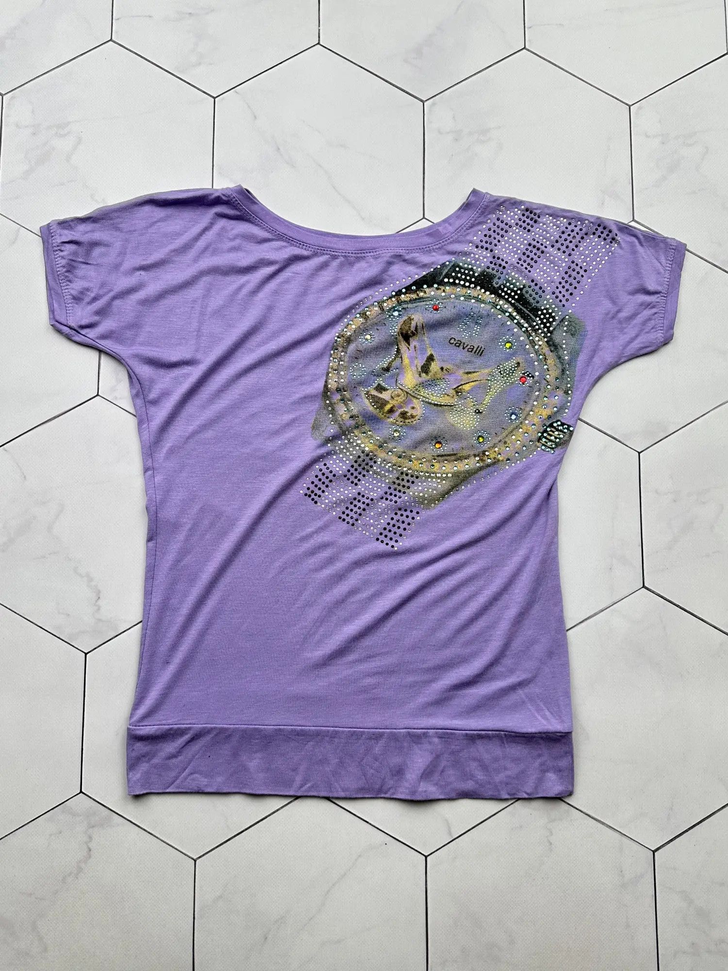 T-shirt Luxueux En Soie Imprimé Roberto Cavalli - Taille 36 (FR 40), Motif Animalier Vintage, Neuf