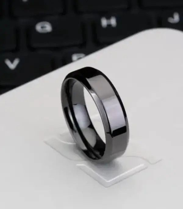 Designer Black Stainless Steel Weeding Ring Size ONE SIZE - 2 Thumbnail