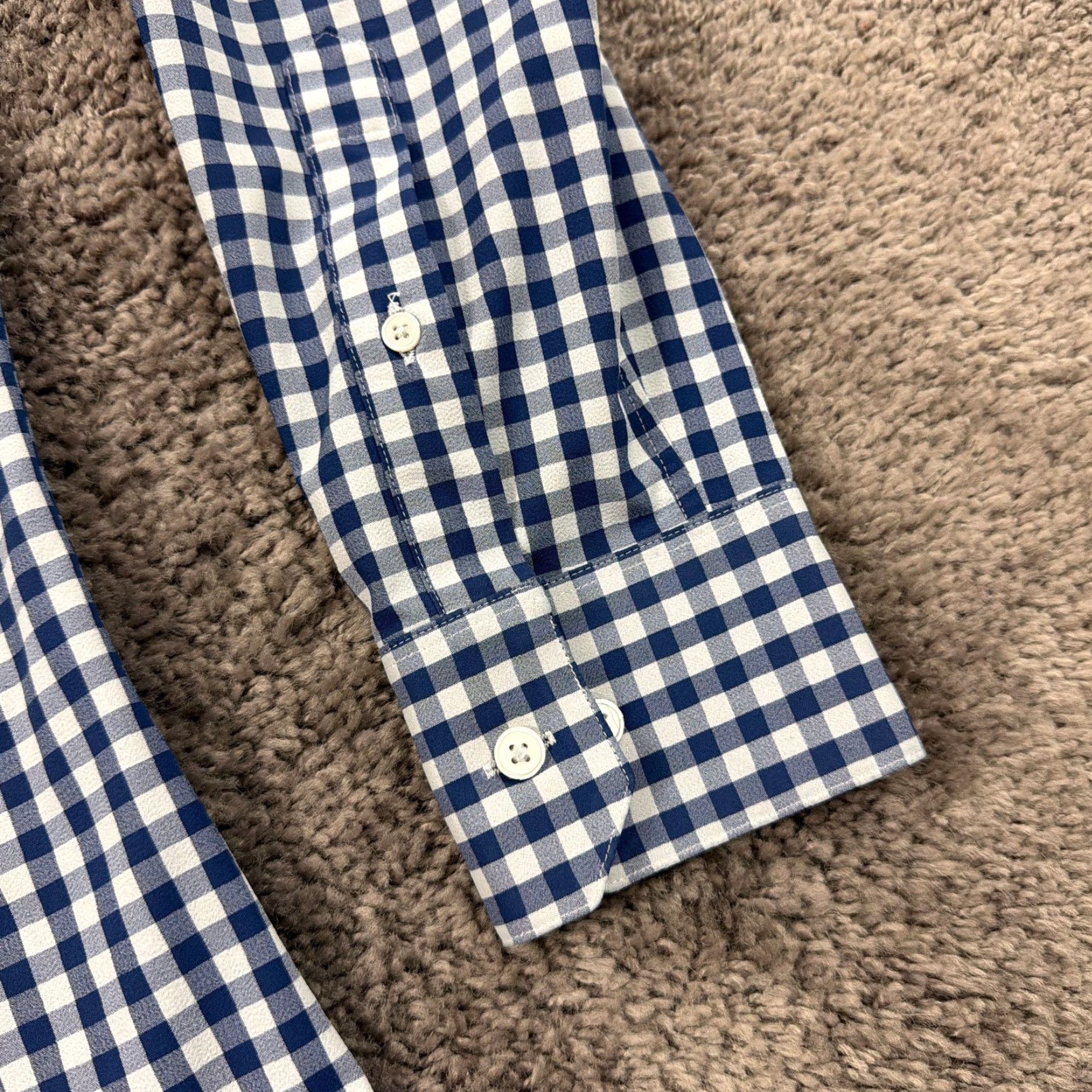 Mizzen+Main Mizzen+Main Shirt Mens M Blue Check Trim Slim Performance Stretch Long Sleeve Size US M / EU 48-50 / 2 - 3 Thumbnail