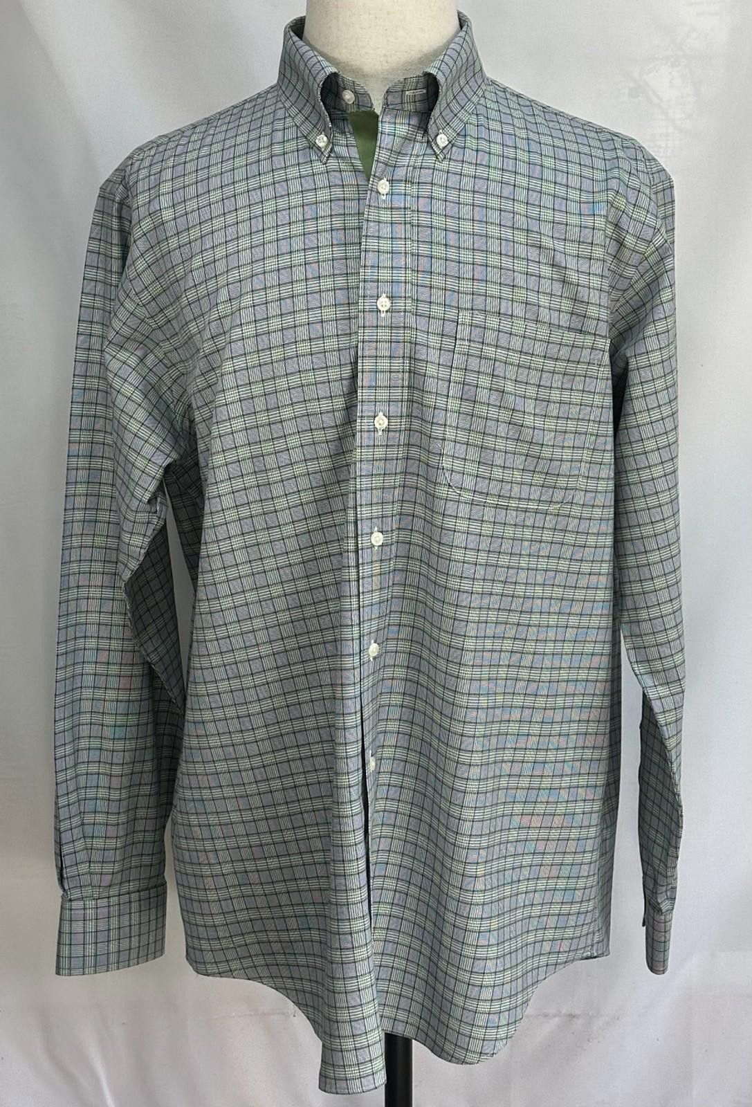 Paul Fredrick Paul Fredrick No Iron 2-Ply Cotton Button Down Green 16.5/36 Size 42R - 1 Thumbnail