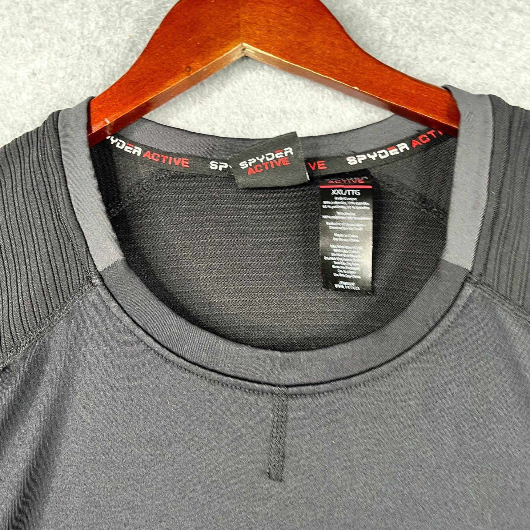 Spyder Spyder Shirt Active Long Sleeve Performance Gym 2XL Black Logo Mens Athletic Stretch Pullover Crew Neck Size US XXL / EU 58 / 5 - 4 Thumbnail