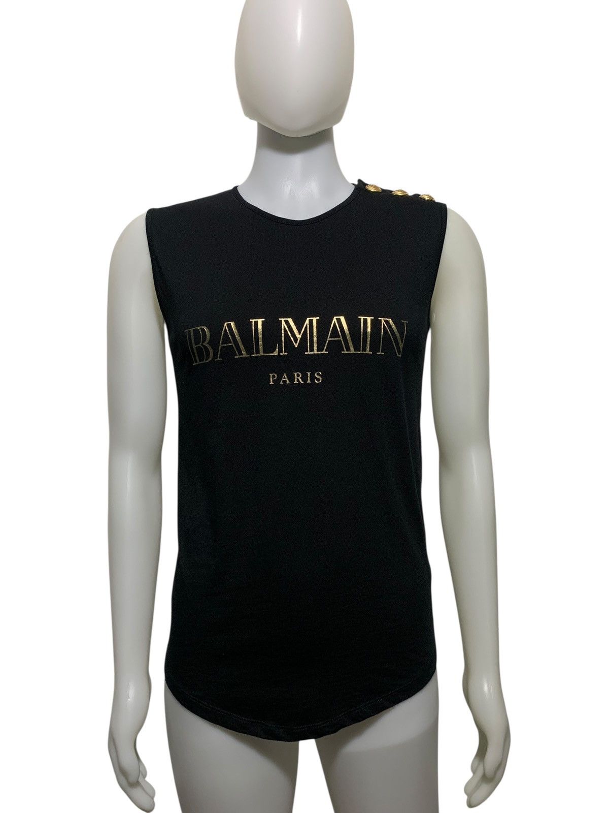 Balmain Balmain paris gold logo snap button tanktop Size US S / EU 44-46 / 1 - 1 Thumbnail