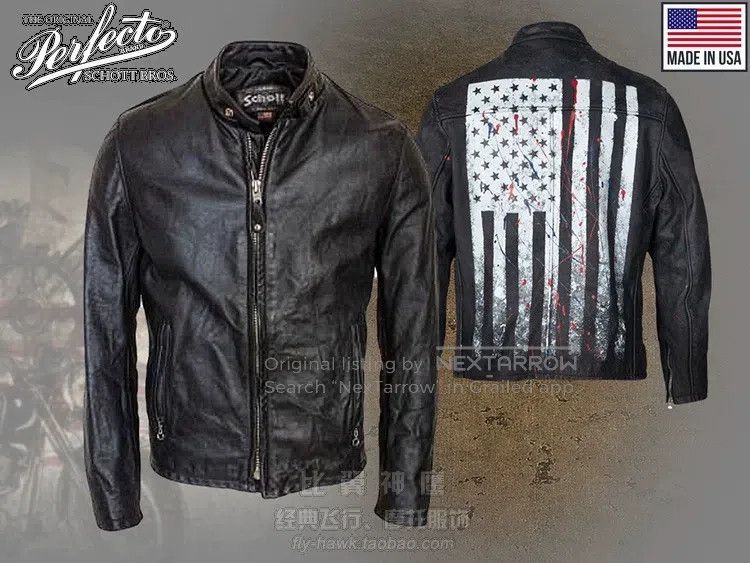 Schott Schott hand-painted "thug knight cowhide standing collar l Size US M / EU 48-50 / 2 - 2 Thumbnail