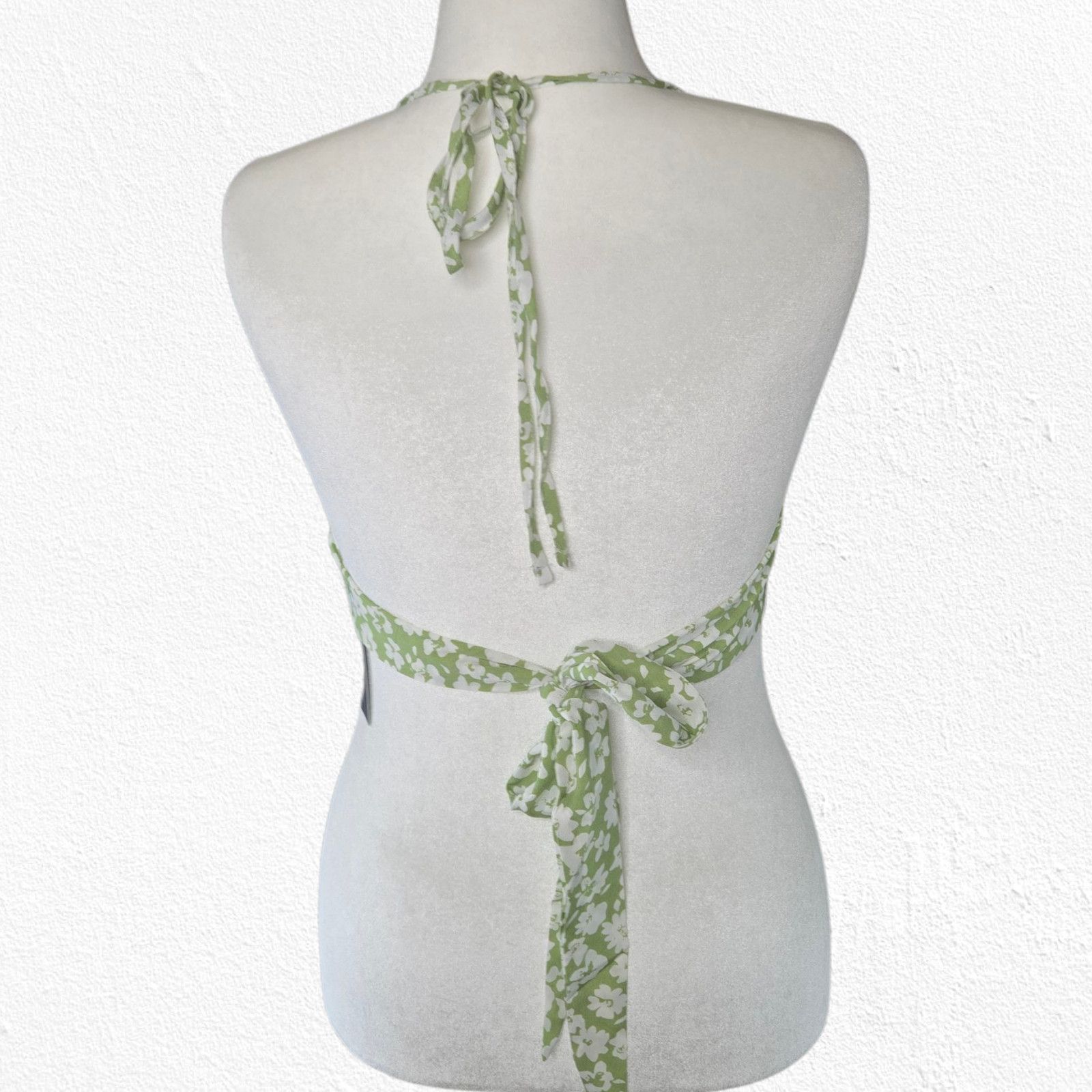 Other Floral Green Handkerchief Hem Tie Back Tank Top Size Large Size L / US 10 / IT 46 - 2 Thumbnail