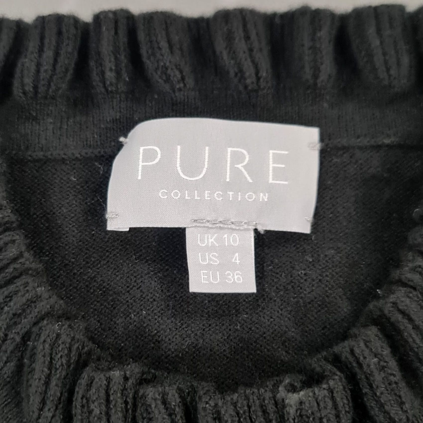 Vintage PURE Collection Jumper Womens 3/4 Sleeve Mock Neck Cotton Cashmere Pullover Black 10 UK Pullover, Jumper, Casual Womens, 95% Cotton, 5% Cashmere Size L / US 10 / IT 46 - 3 Thumbnail