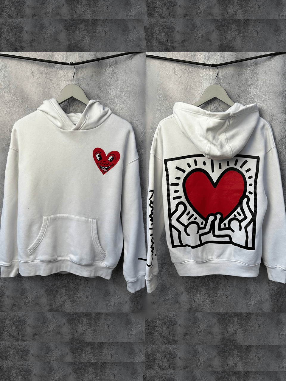 Keith haring heart hoodie hotsell