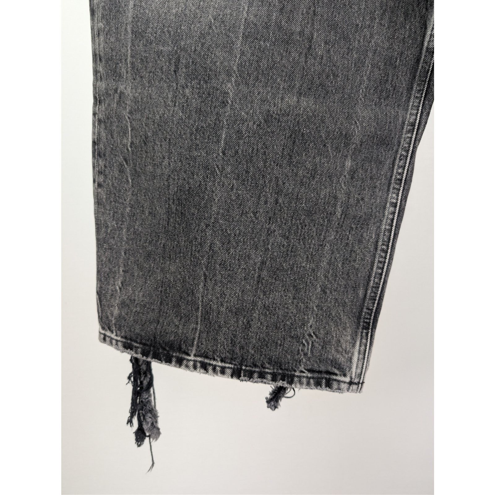 Balenciaga o1rshd1 Low Crotch Distressed Loose Denim Jeans Washed Black Size US 27 - 8 Thumbnail