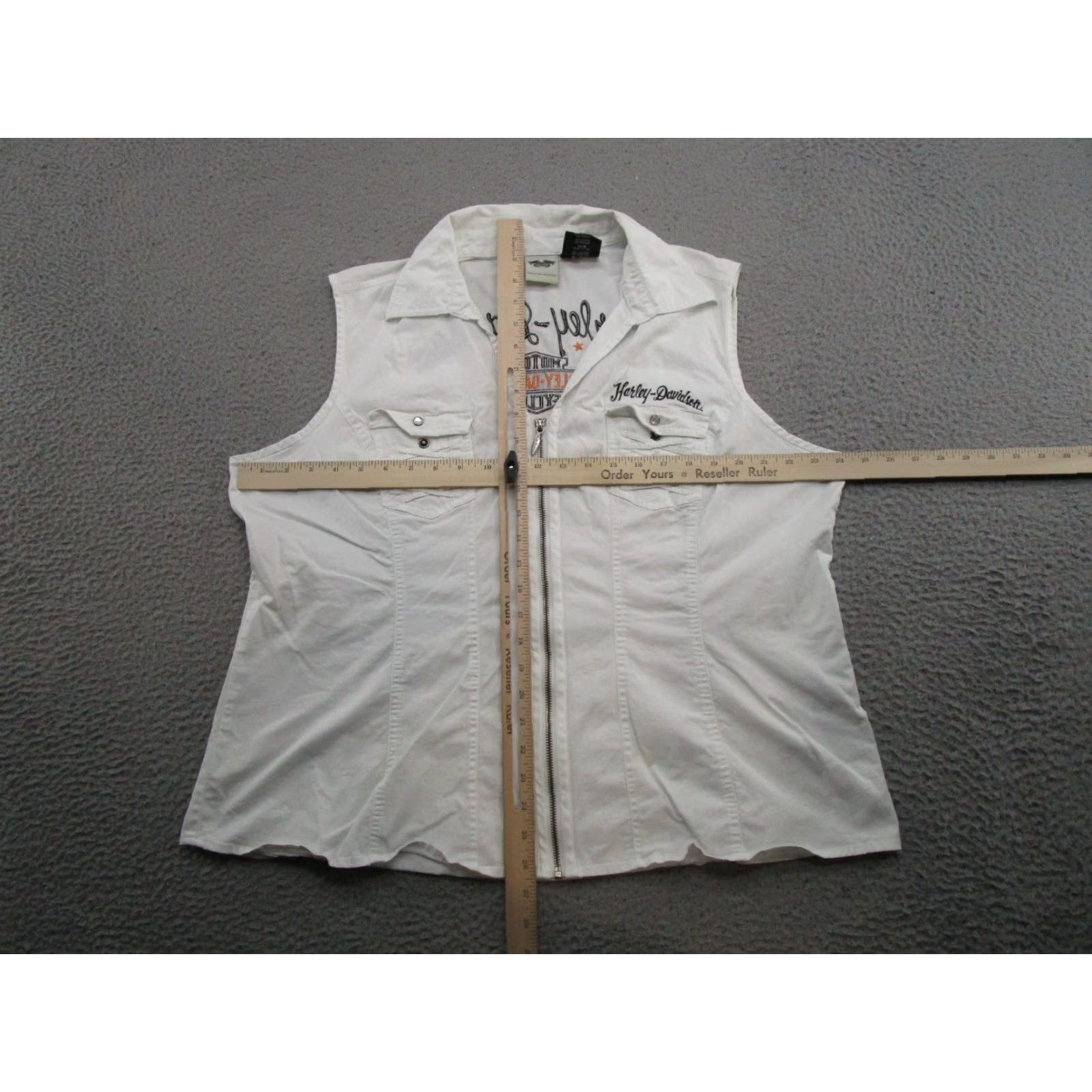 Harley Davidson Harley Davidson Zip Up Vest White Embroidered Logo Women's 2W Biker Size XS / US 0-2 / IT 36-38 - 4 Thumbnail