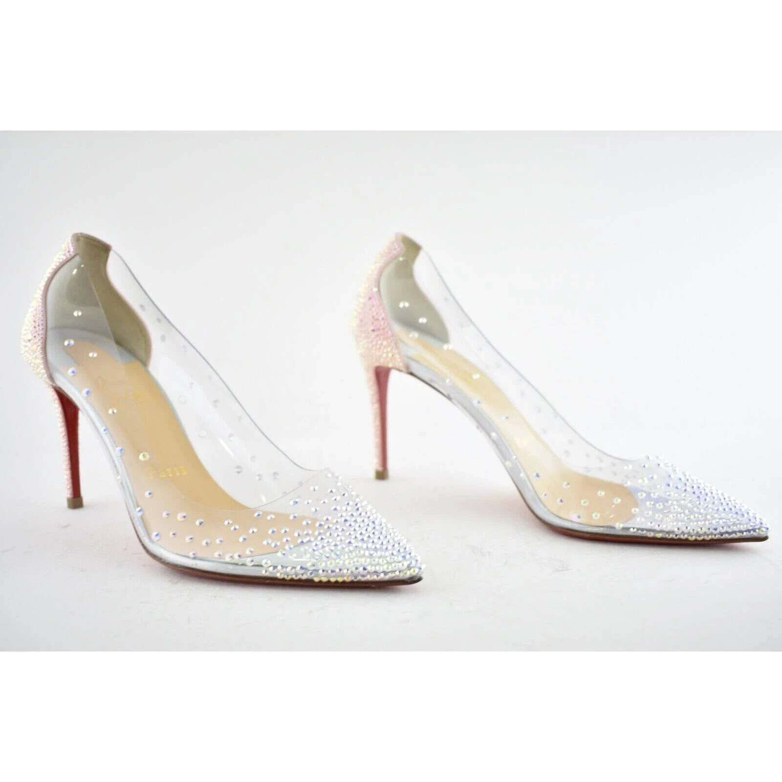 Christian Louboutin Degrastrassita PVC 85 Soupir Pink Crystal PVC Heel Pump 38 Size US 8 / IT 38 - 4 Thumbnail
