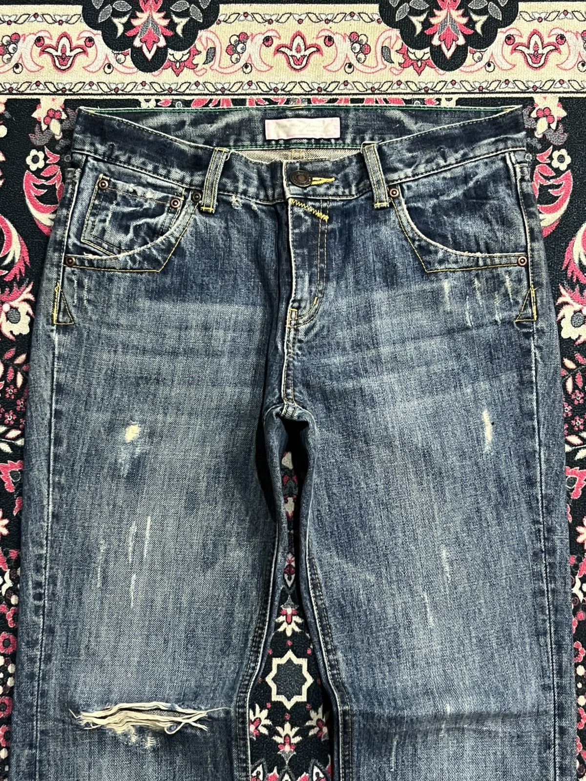 Japanese Brand Vintage Japanese Brand Blue Washed Distressed Flare Jeans Size US 30 / EU 46 - 4 Thumbnail