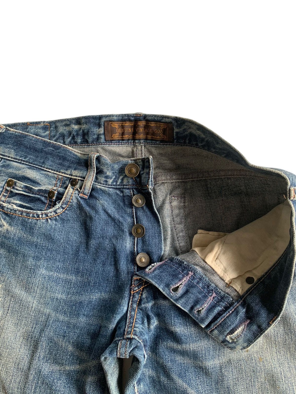 Le Grande Bleu (L.G.B.) GENUINE VINTAGE GOA JAPANESE SELVEDGE PUNK DISTRESSED DENIM☠️ Size US 30 / EU 46 - 11 Thumbnail