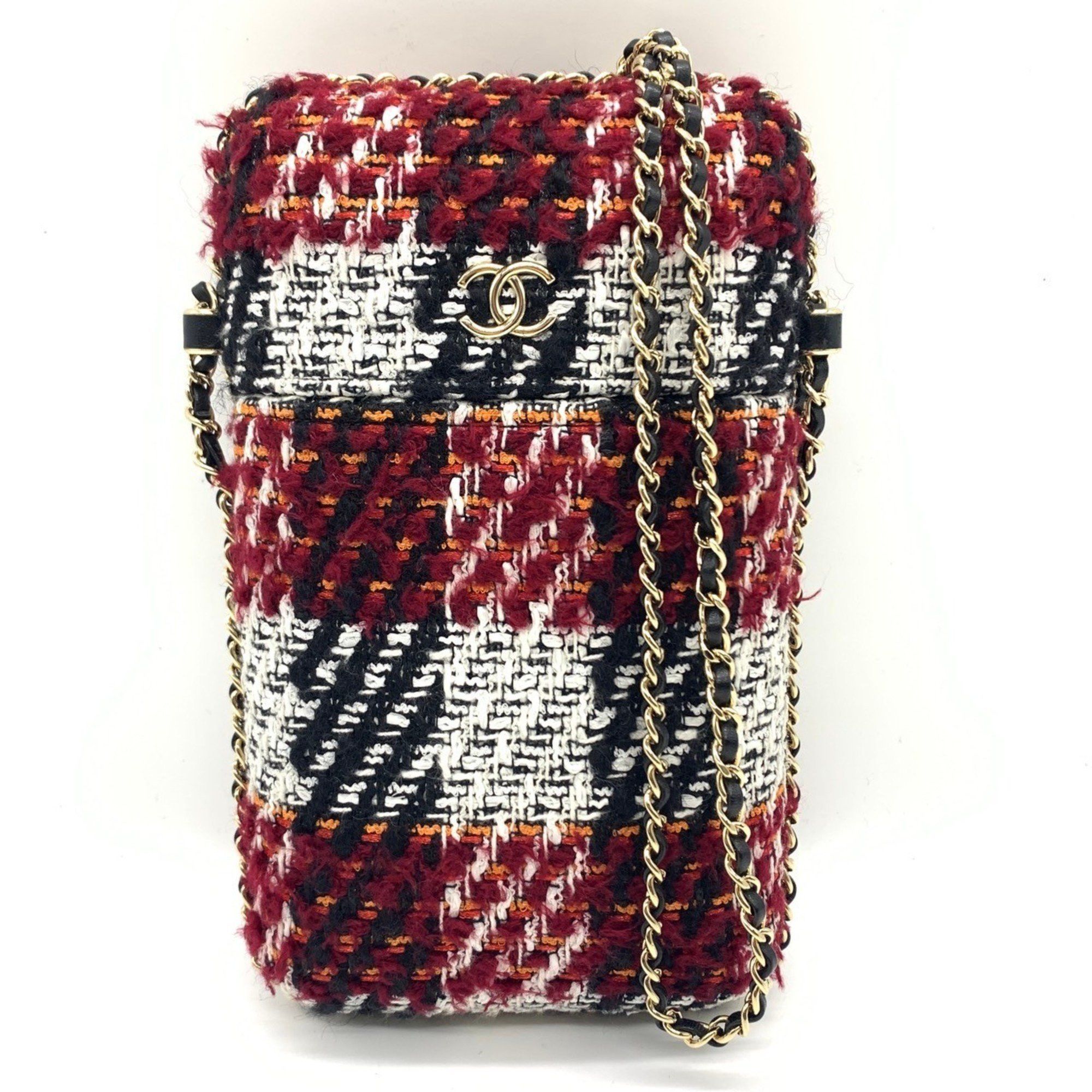 Chanel Tweed Chain Clutch Shoulder Bag Smartphone Case 2 Women's Chanel