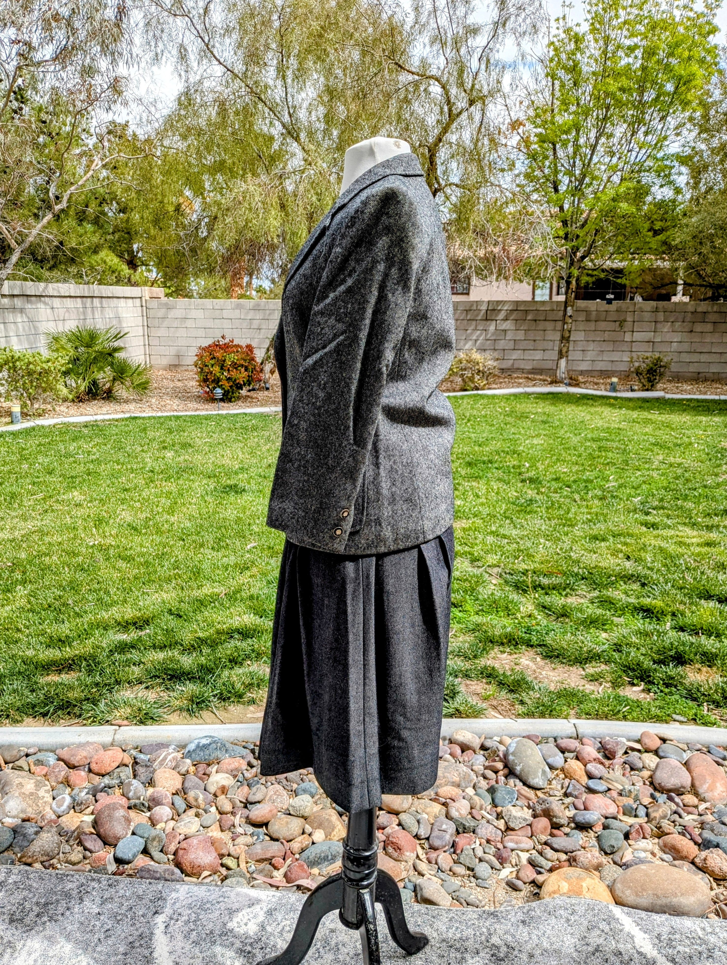 Vintage Vintage Gray Classic 2pc Bon Plan Blazer+Maxi Skirt Suit Size M / US 6-8 / IT 42-44 - 3 Thumbnail