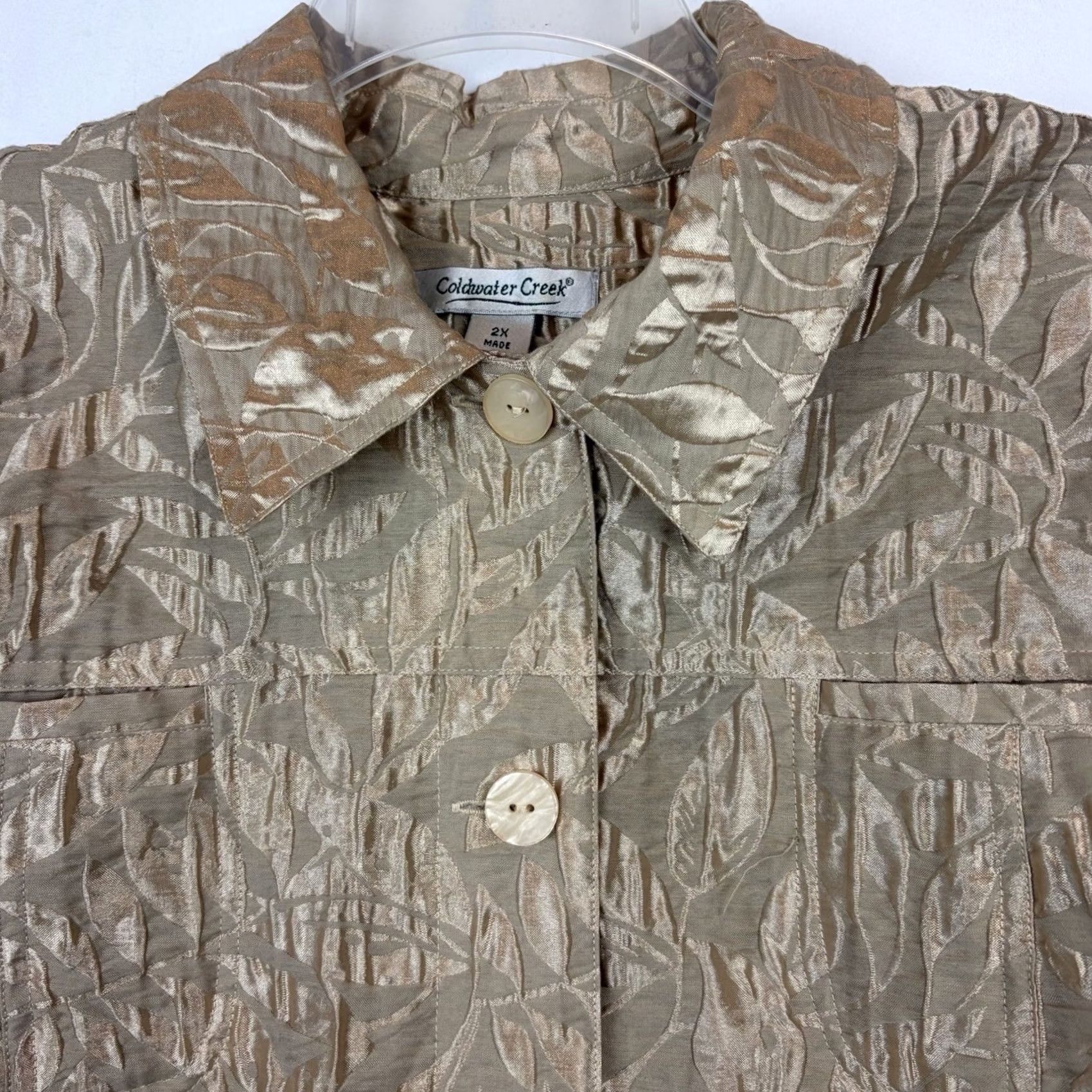 Coldwater Creek Coldwater Creek Blazer Womens 2X Gold Textured Button Jacket Vintage 80s Beach Bohemian Classic Size XXL / US 16-18 / IT 52-54 - 4 Thumbnail