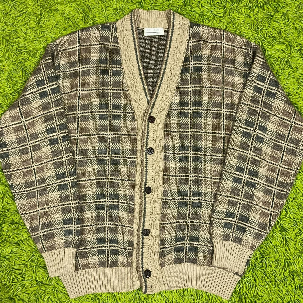 Vintage Vintage Grandpa Core Plaid Pattern Knit Cardigan Sweater Size US L / EU 52-54 / 3 - 1 Thumbnail