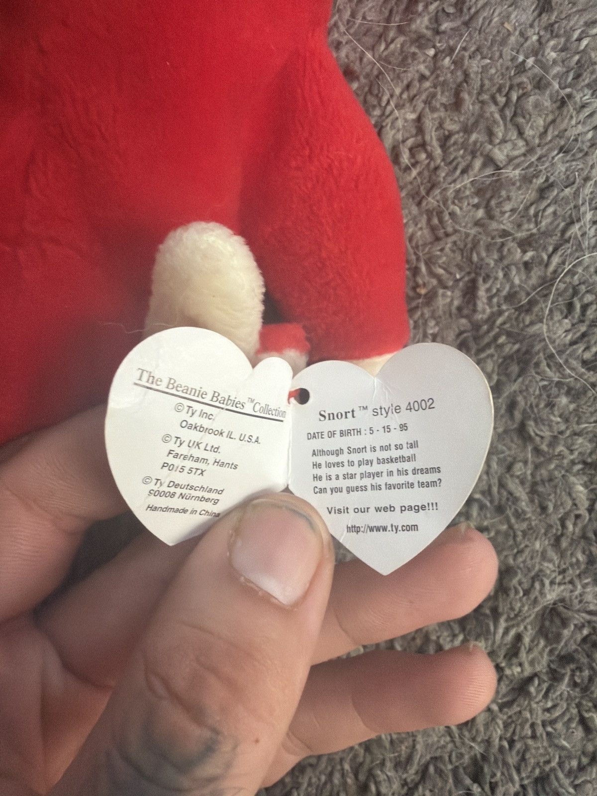 Vintage 1995 Ty Snort Style 4002 Beanie Baby Size ONE SIZE - 4 Thumbnail