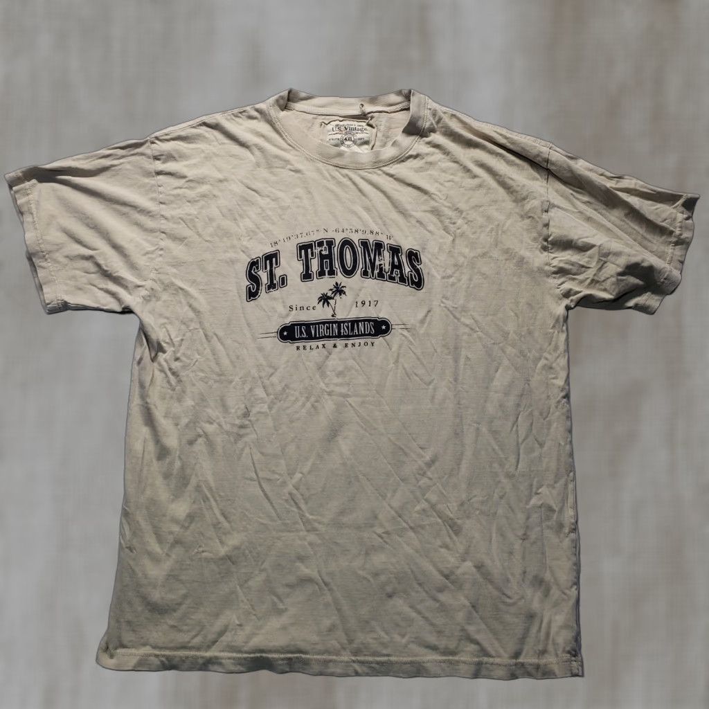 Vintage St.Thomas Virgin Island Shirt Short Sleeve T-Shirt Adult Men 4XL Brown Graphic Tee Classic Theme Mens Size US XXL / EU 58 / 5 - 1 Thumbnail