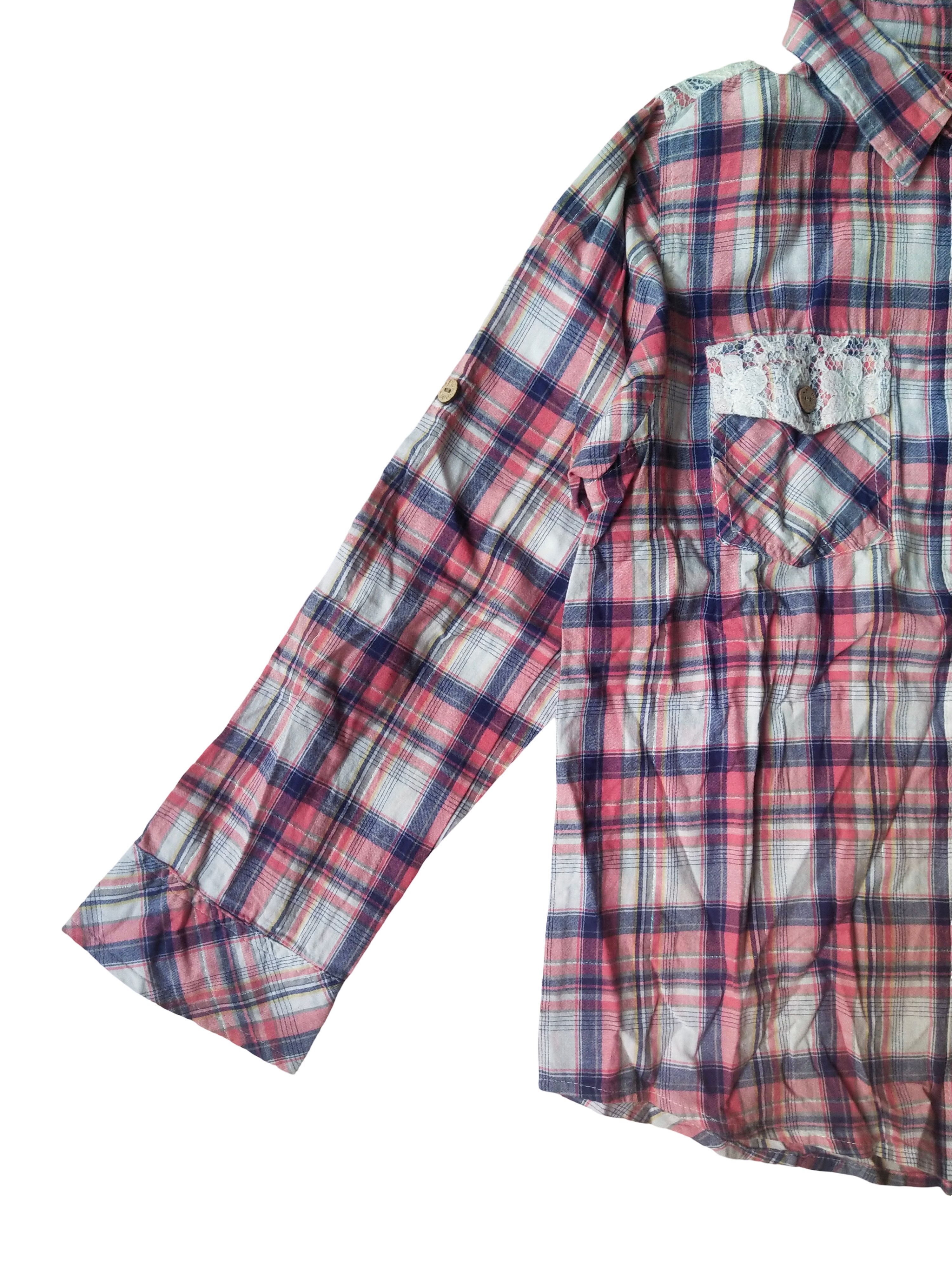 Fiorucci 2000s Fiorucci Plaid Lace Shirt Fairy Grunge Coquette Y2K Size S / US 4 / IT 40 - 3 Thumbnail