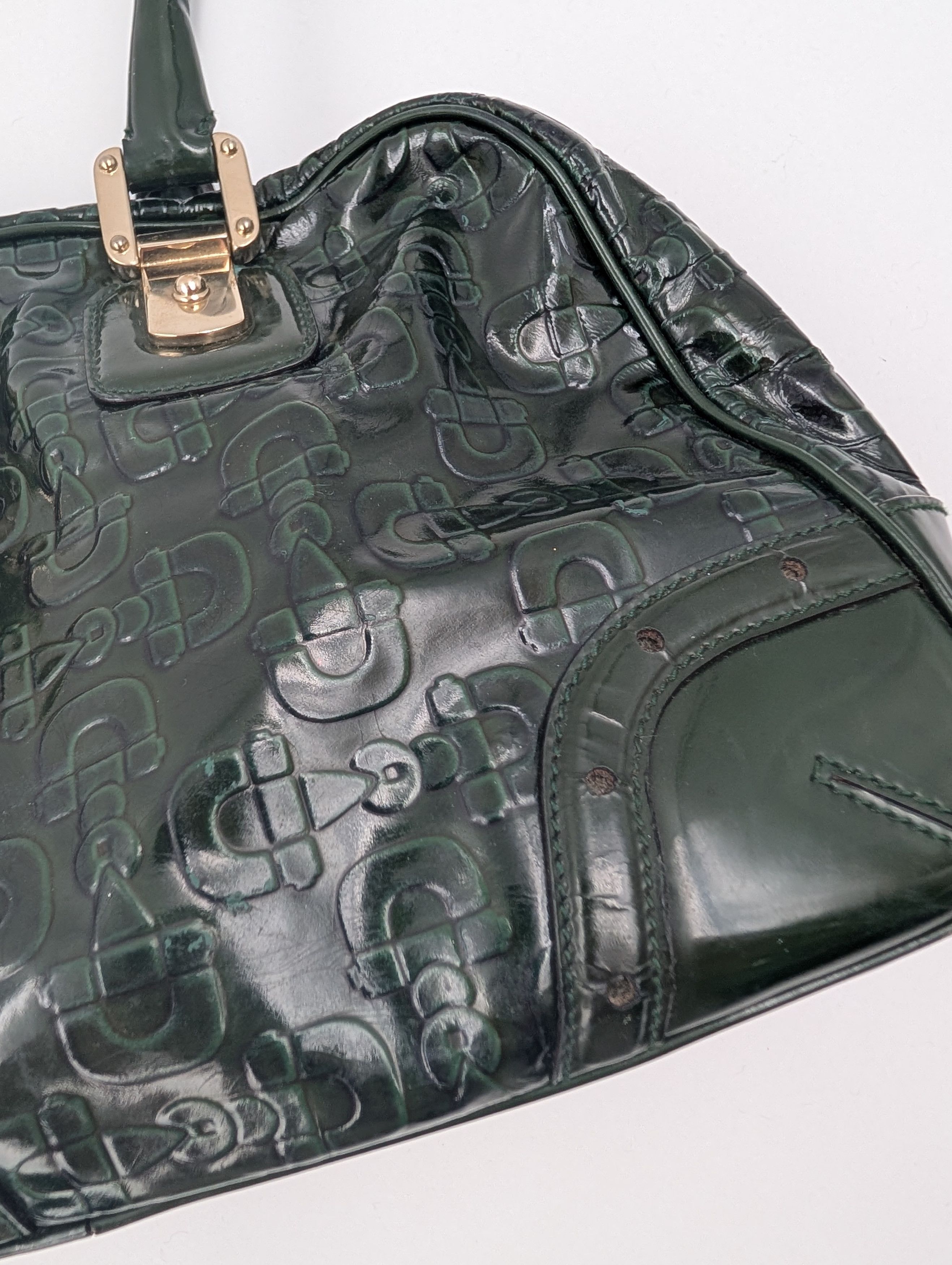 Gucci Gucci Emerald Green Patent Leather Horsebit Handbag Size ONE SIZE - 5 Thumbnail