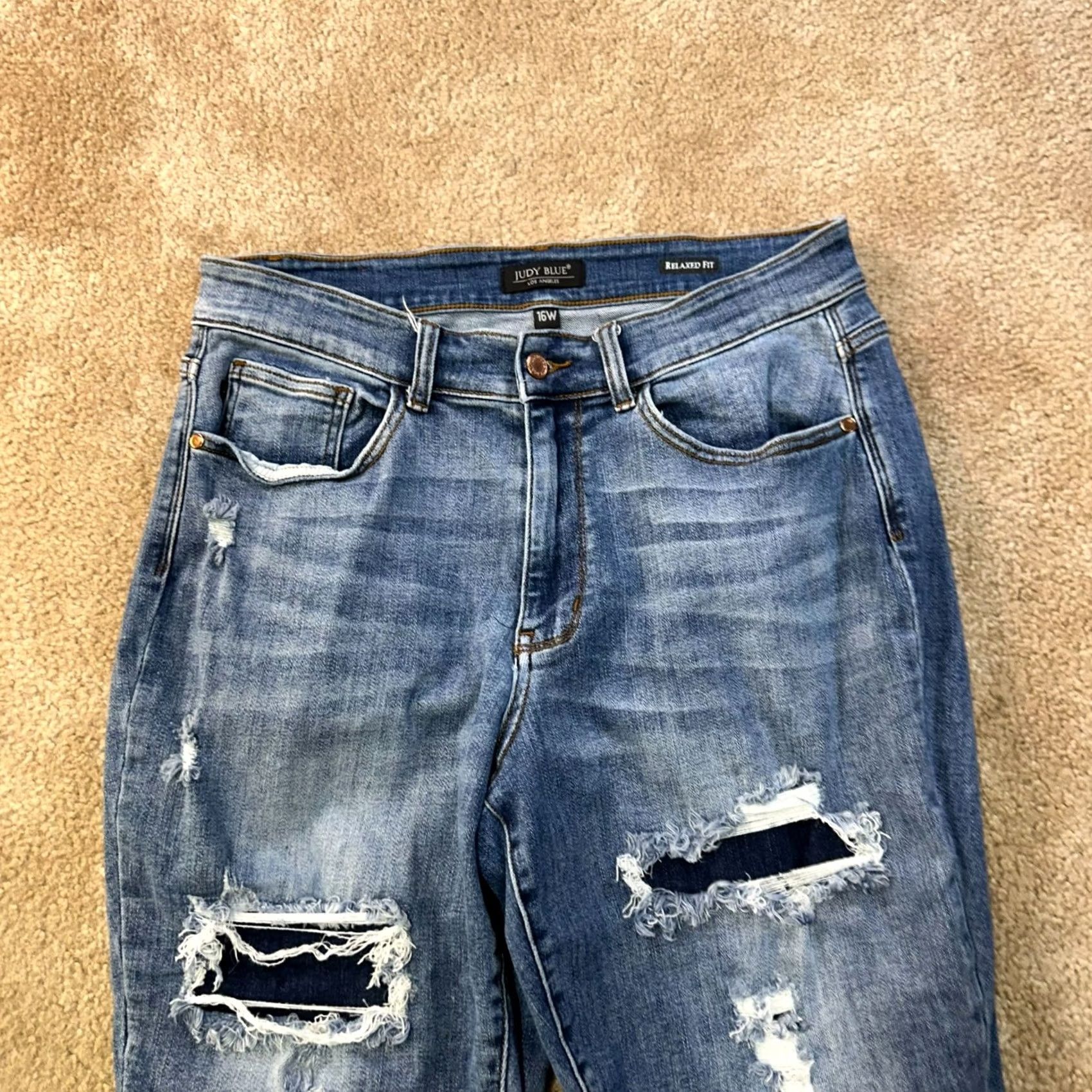Denime Judy Blue Relaxed Fit High-Rise Jeans Women's 16W Blue Stretch Denim Jeans Juniors Plus Size 16W Women’s 5-Pocket Denim Size 38" / US 16 / IT 52 - 3 Thumbnail