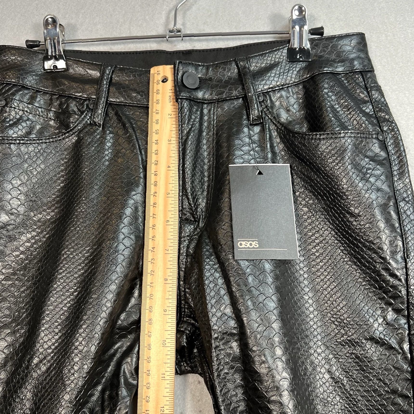 Asos VINTAGE ASOS Snake Skin Pants Womens 30 x 25 Black Skinny Fit Pants Size 30" / US 8 / IT 44 - 7 Thumbnail