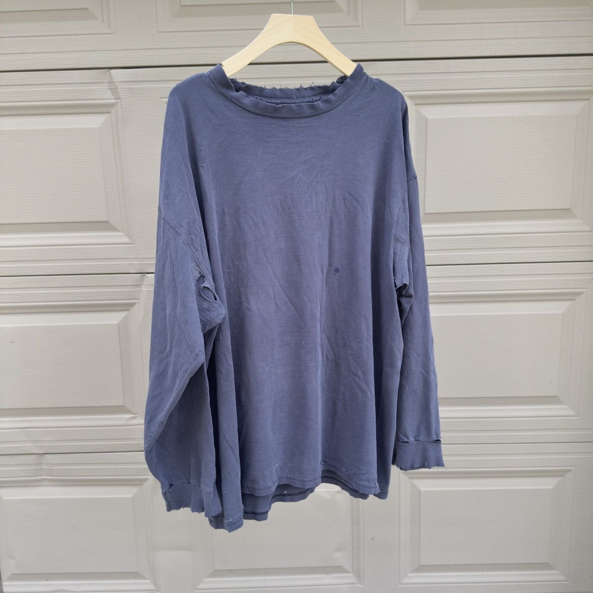 Vintage Thrashed Faded Distressed Blue Longsleeve Shirt ERD Grunge Size US XXL / EU 58 / 5 - 14 Thumbnail