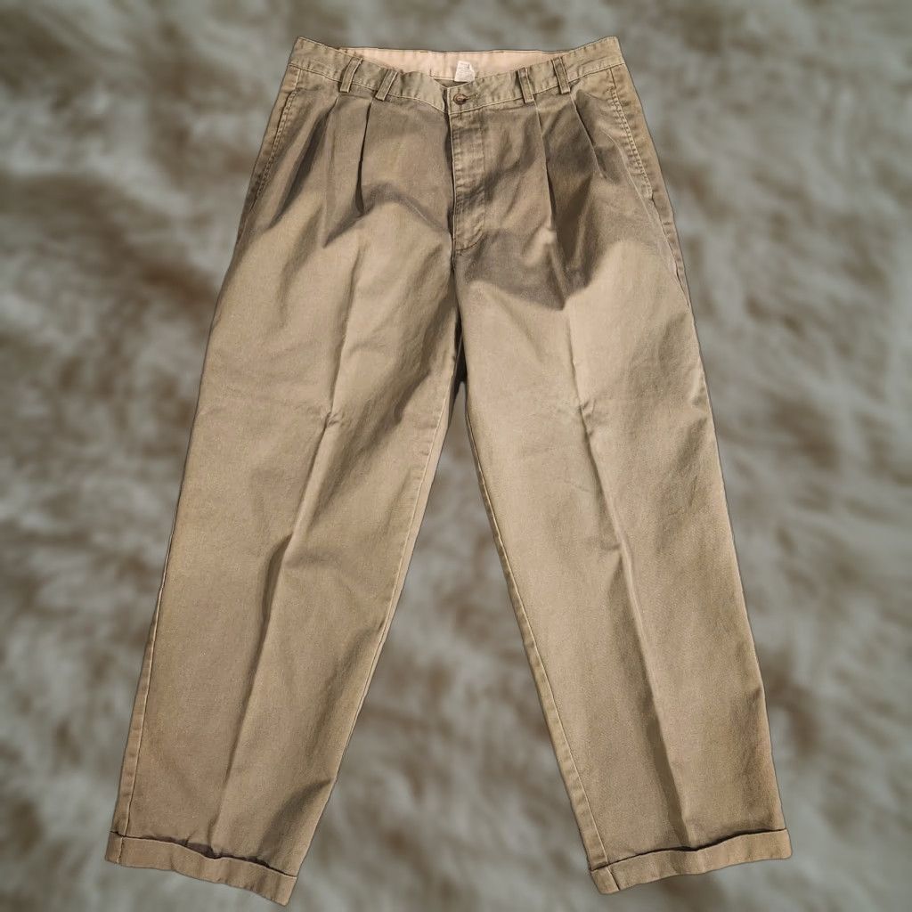 Banana Republic VINTAGE Banana Republic Pleated Cuffed Chino Pants 35 X 29 Olive Green Shirt? Size US 35 - 1 Thumbnail