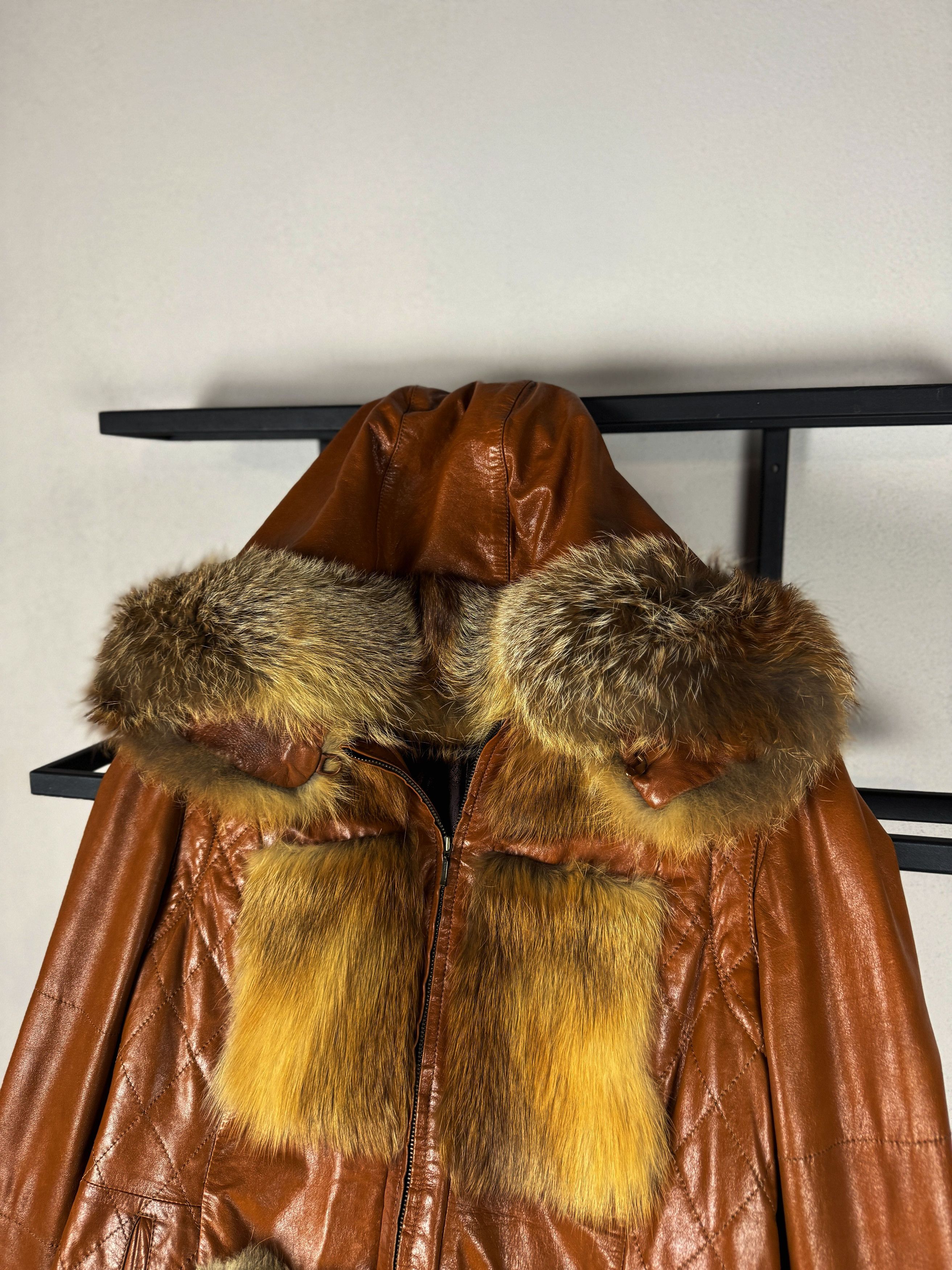 Issey Miyake Brown Leather Jacket Fur Panel Trim Hooded Y2K Vintage Rare Size US S / EU 44-46 / 1 - 7 Thumbnail