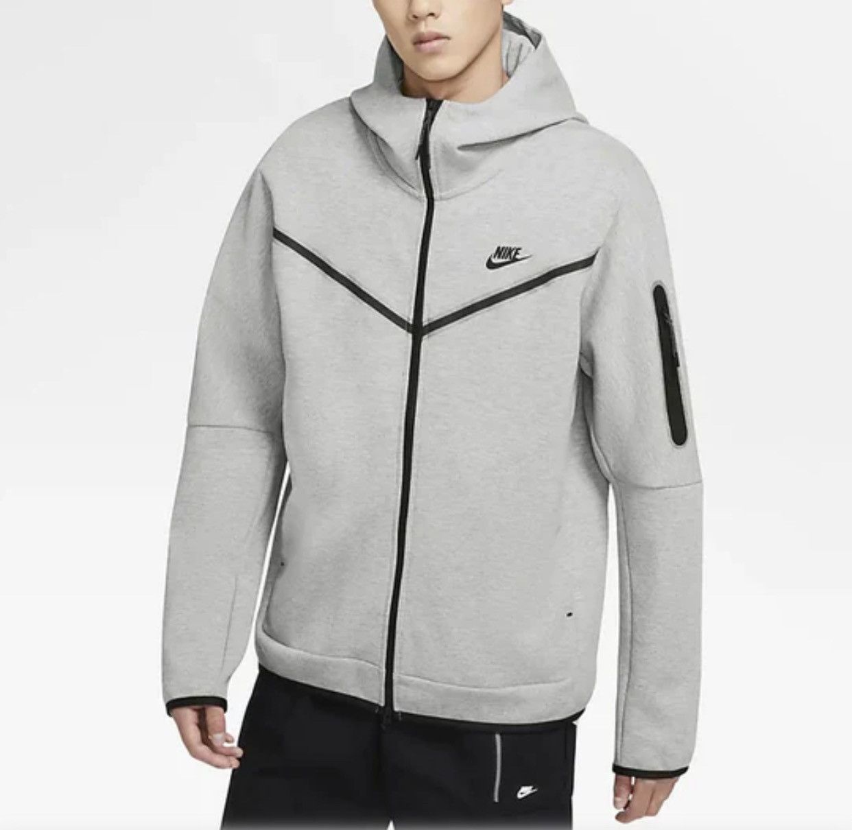 image of Nike Tech Fleece Full Zip Hoodie in Grey, Men's (Size 2XL)