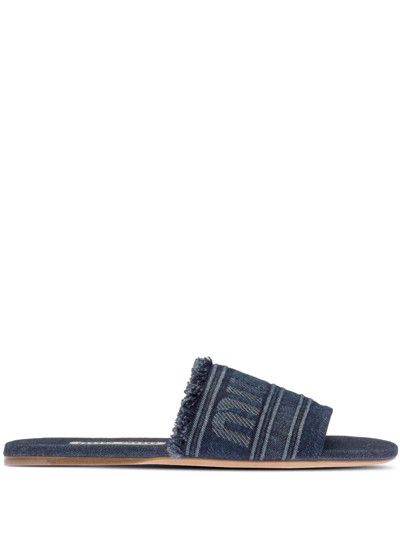 Miu Miu o1la1rc1a0724 Denim Sandals in Blue Size US 9 / IT 39 - 1 Thumbnail