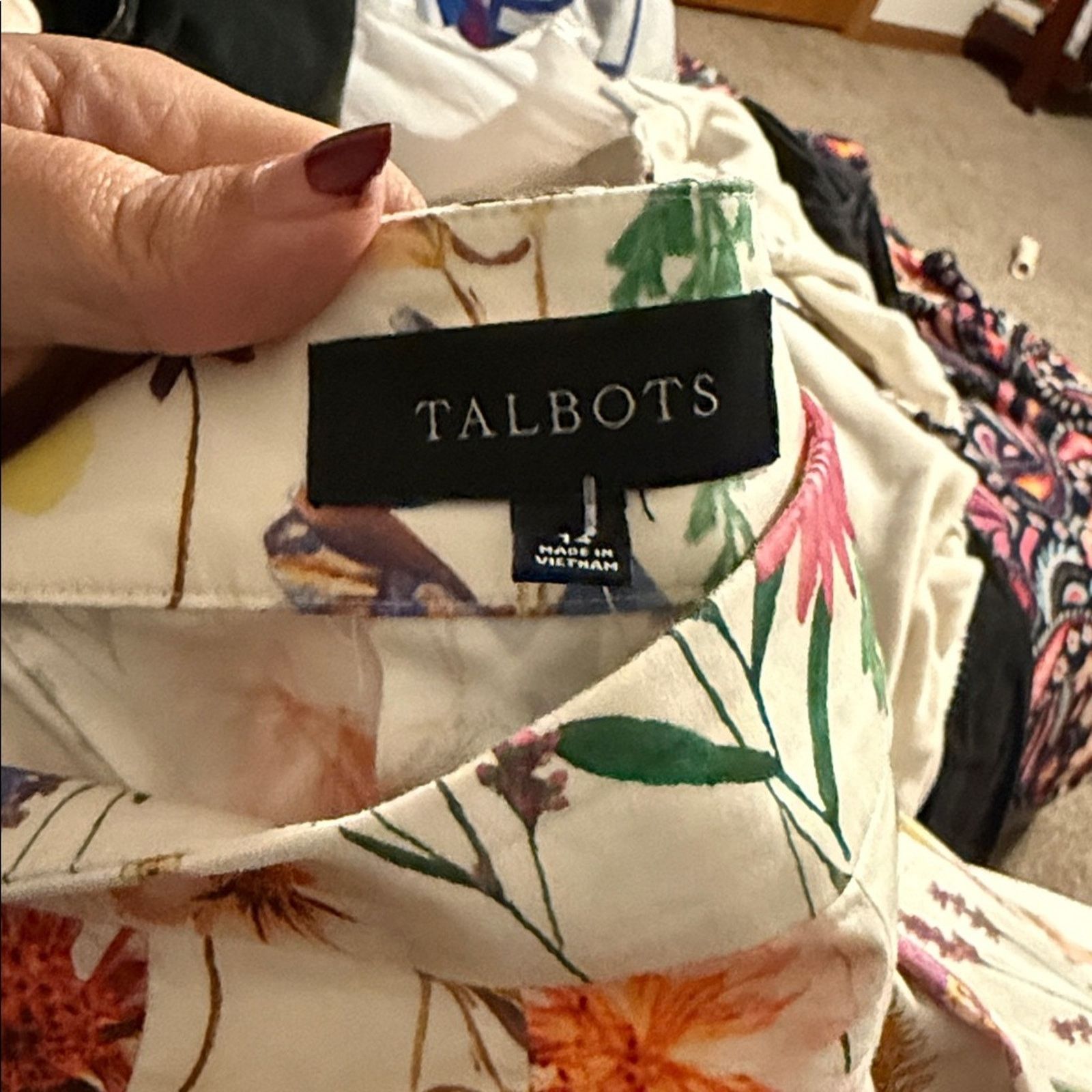Talbots TALBOT spring Easter floral cotton full length maxi skirt 14 Size 36" / US 14 / IT 50 - 2 Thumbnail