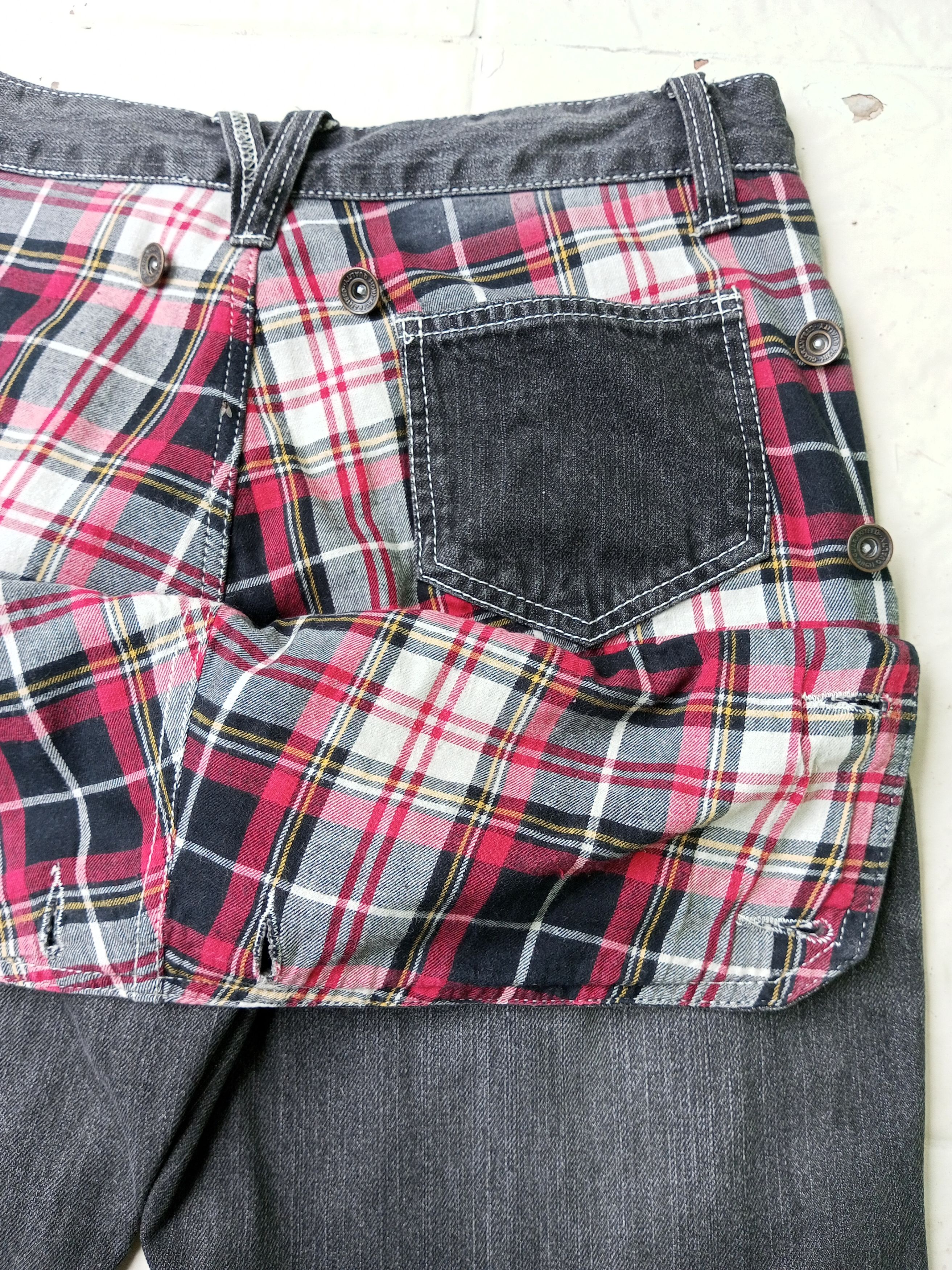 Japanese Brand Vtg Japanese Brand Tartan Layered Denim Pants Punk Style Size US 32 / EU 48 - 9 Thumbnail