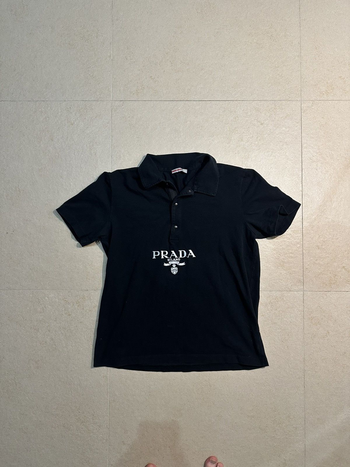 Prada Prada Polo Shirt Black Custom Milano Logo Archive Style Size US XL / EU 56 / 4 - 1 Thumbnail