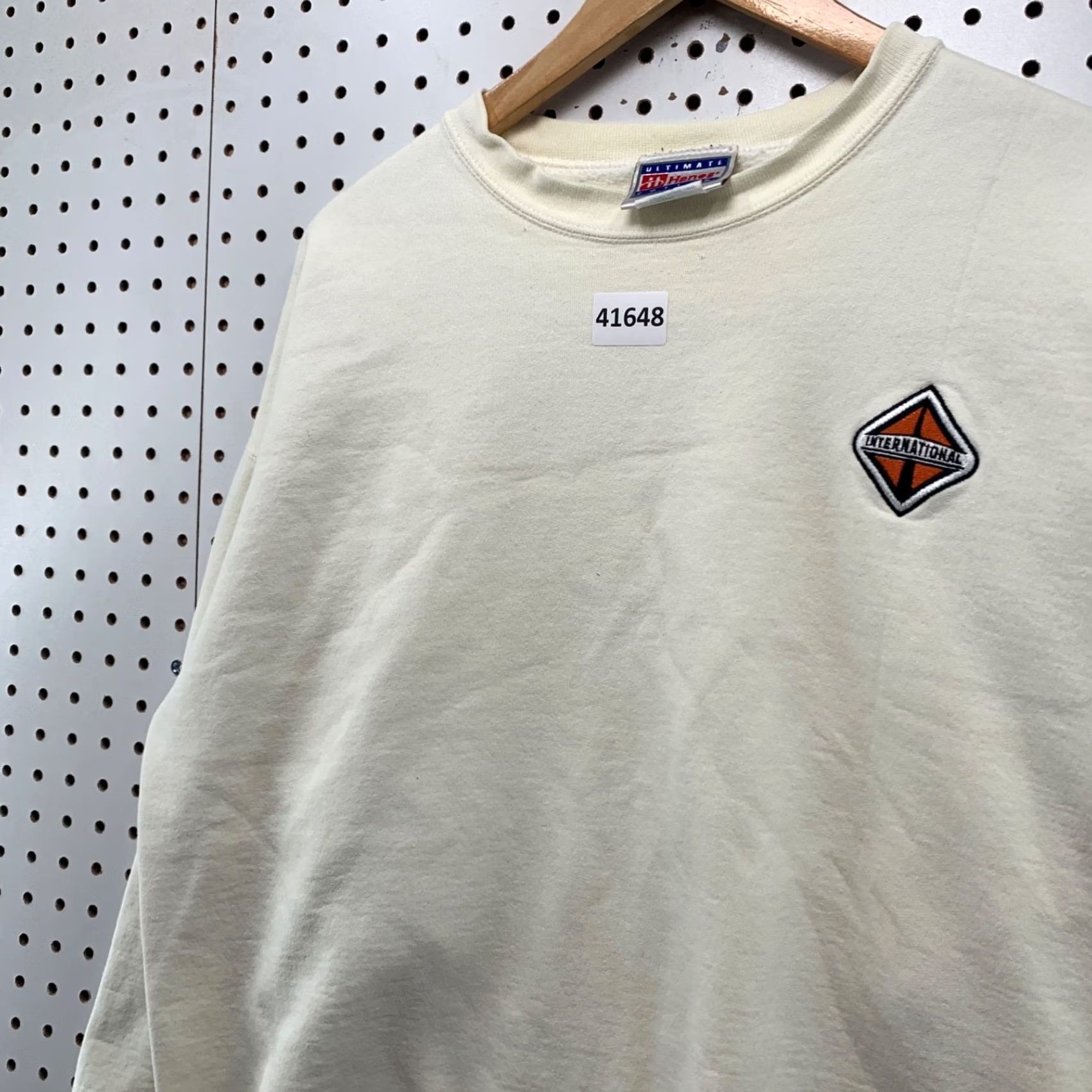 Hanes VINTAGE International Truck Crewneck Sweatshirt Mens Large Beige Fleece USA Size US L / EU 52-54 / 3 - 7 Thumbnail