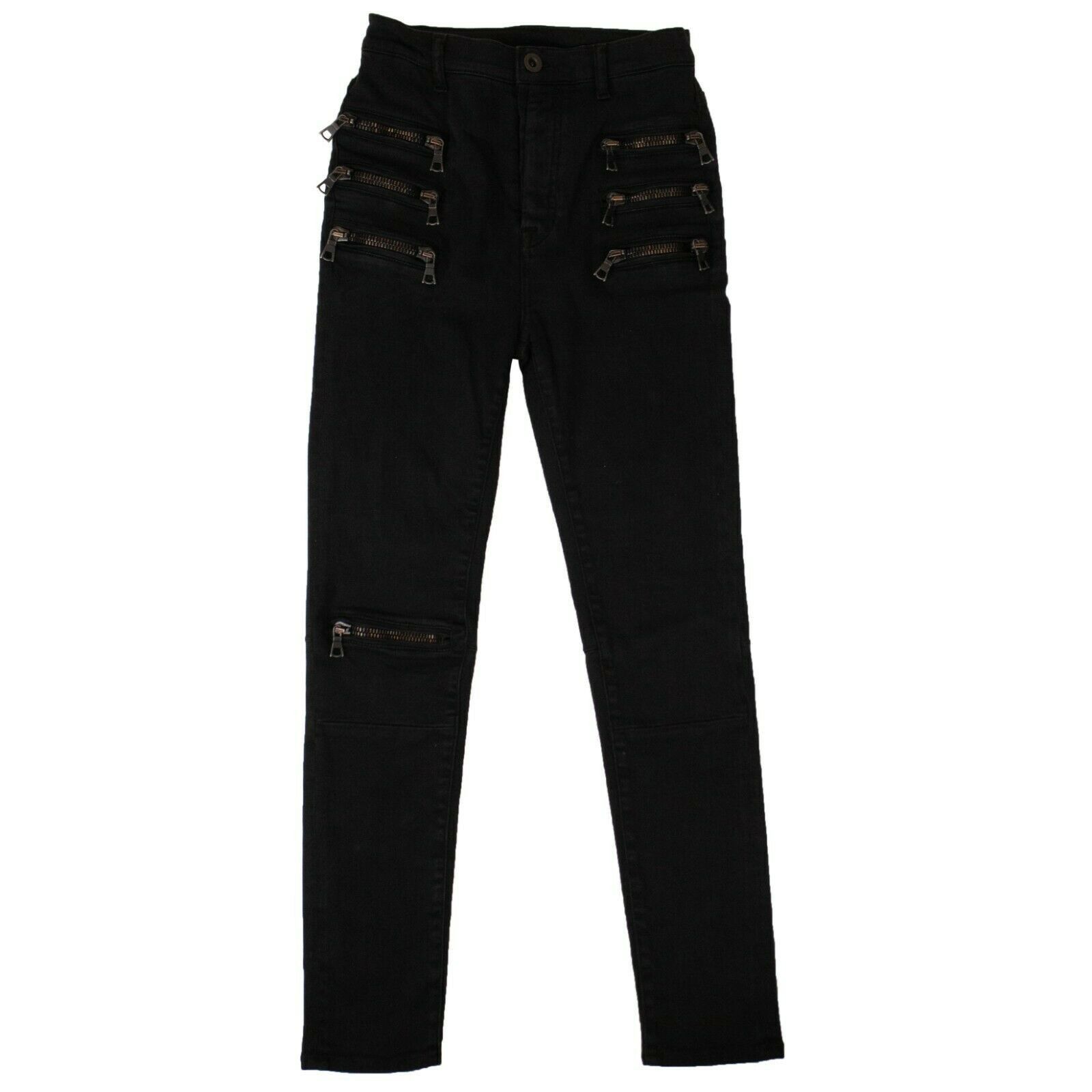 image of Unravel Project Black Multi Zip Skinny Jean Pants Size 26, Women's