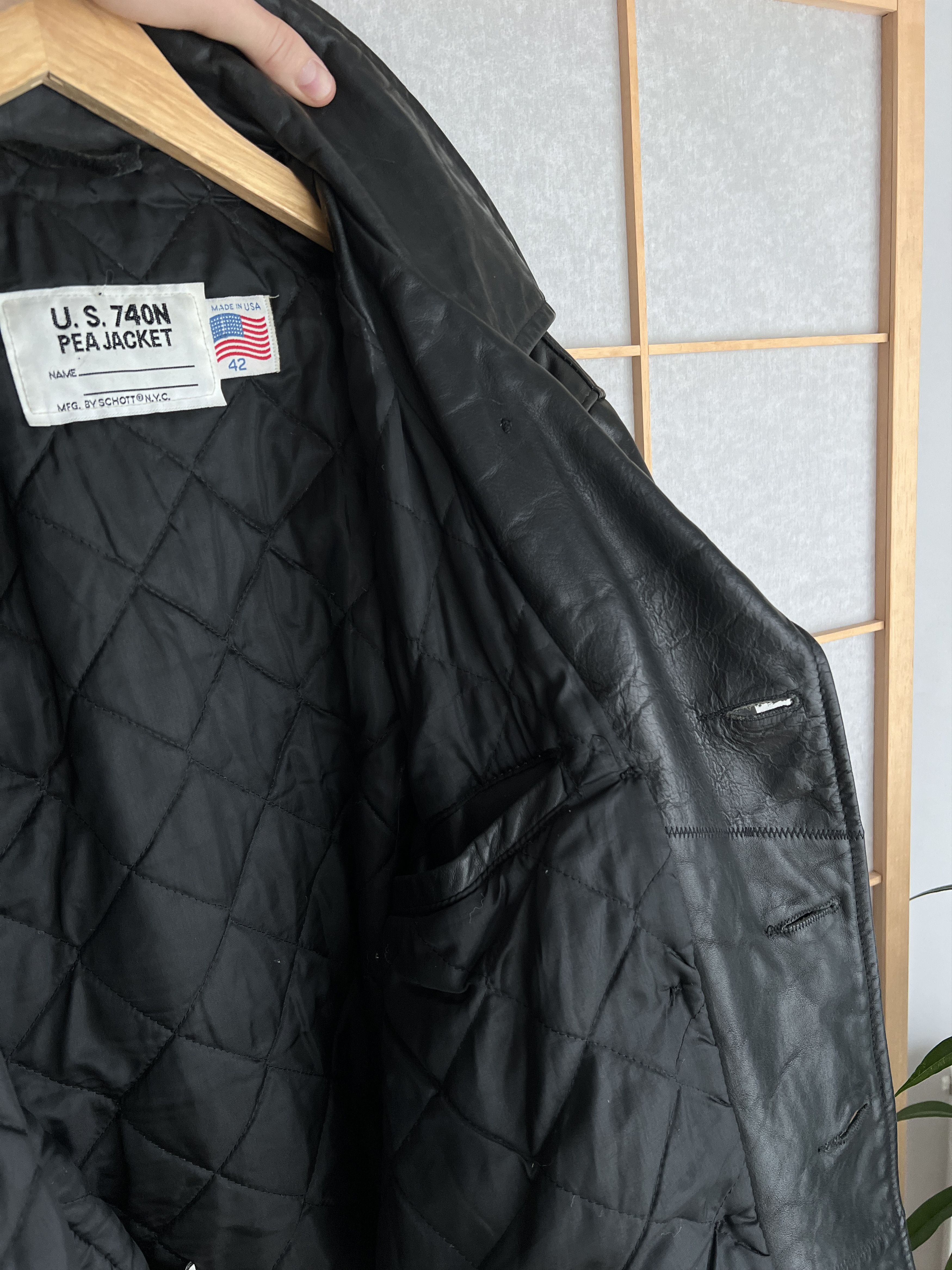 Schott Schott USA 740N PEA Jacket vintage 80s Leather rare coat Size US M / EU 48-50 / 2 - 24 Thumbnail